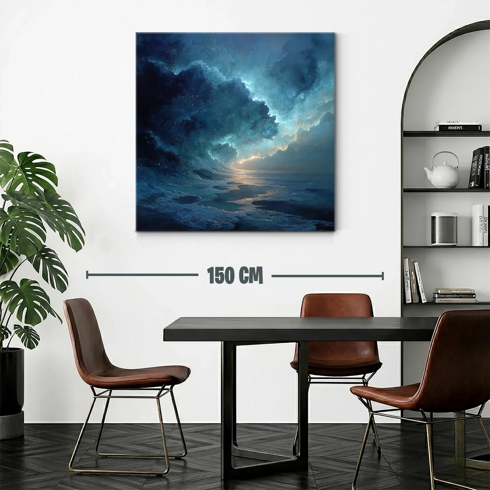 Olas nocturnas con destellos de luz en azul profundo — miniatura 2