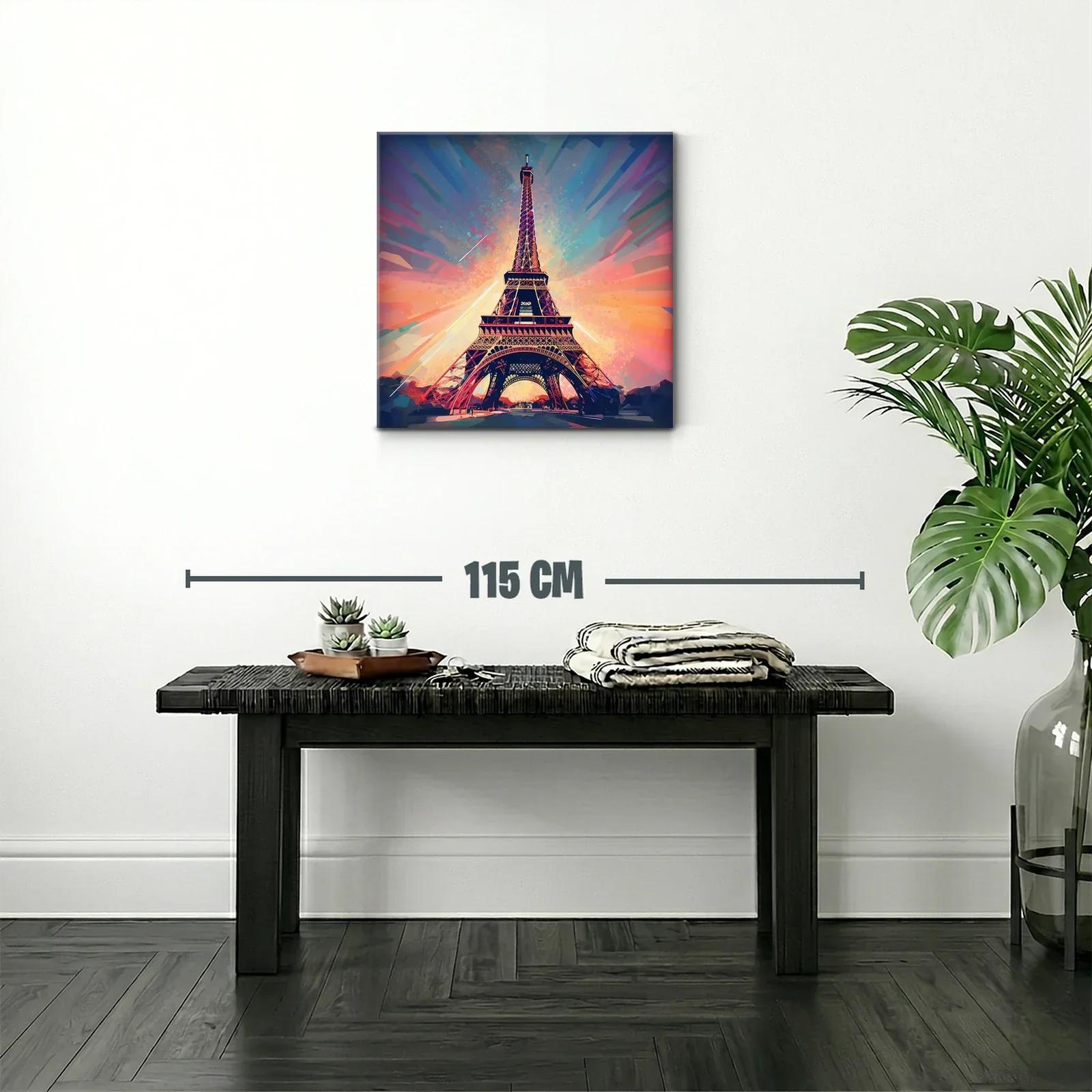 Cuadro Torre Eiffel con vibrantes tonos y luz cálida — miniatura 2