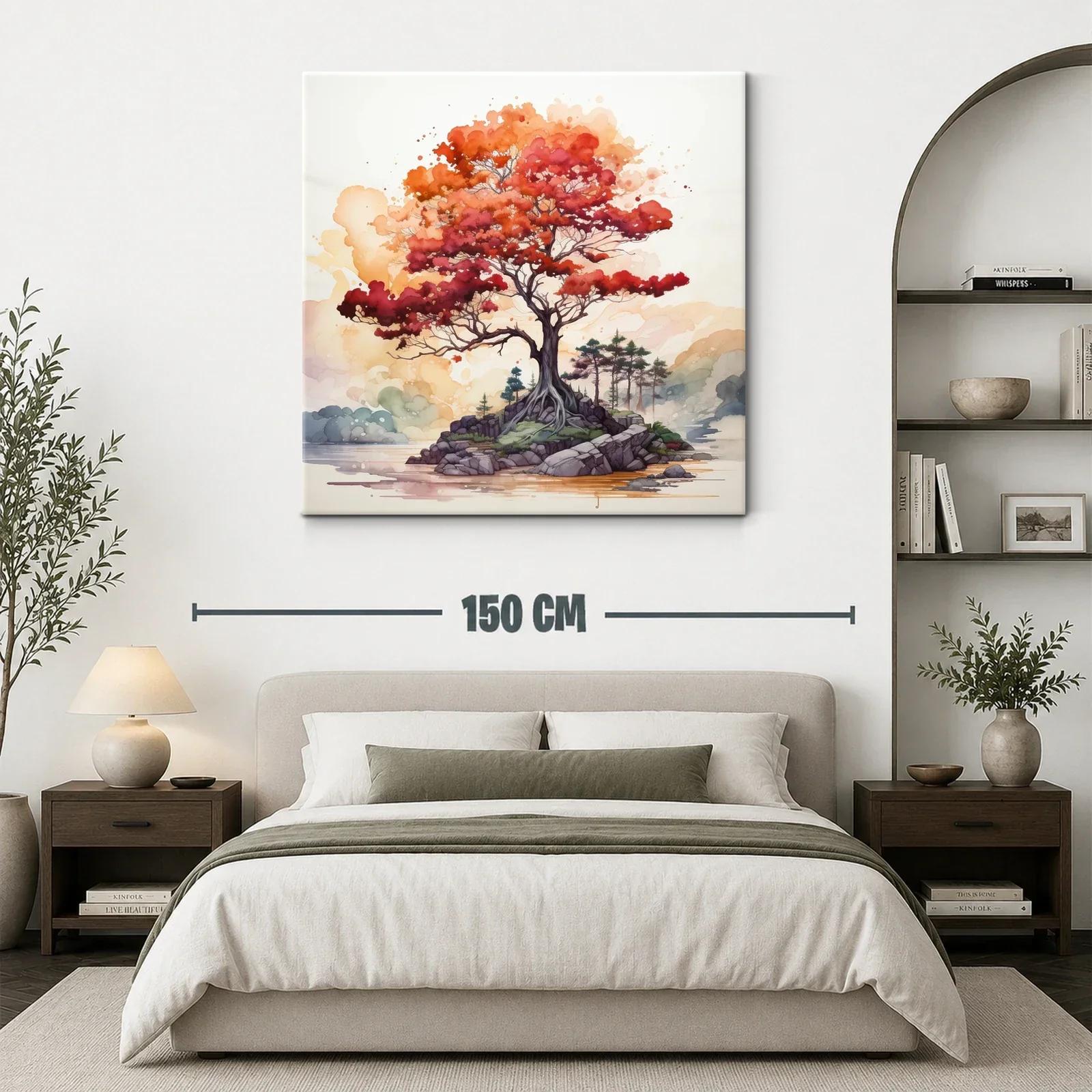 Árbol rojizo en isla junto a un lago sereno — miniatura 3