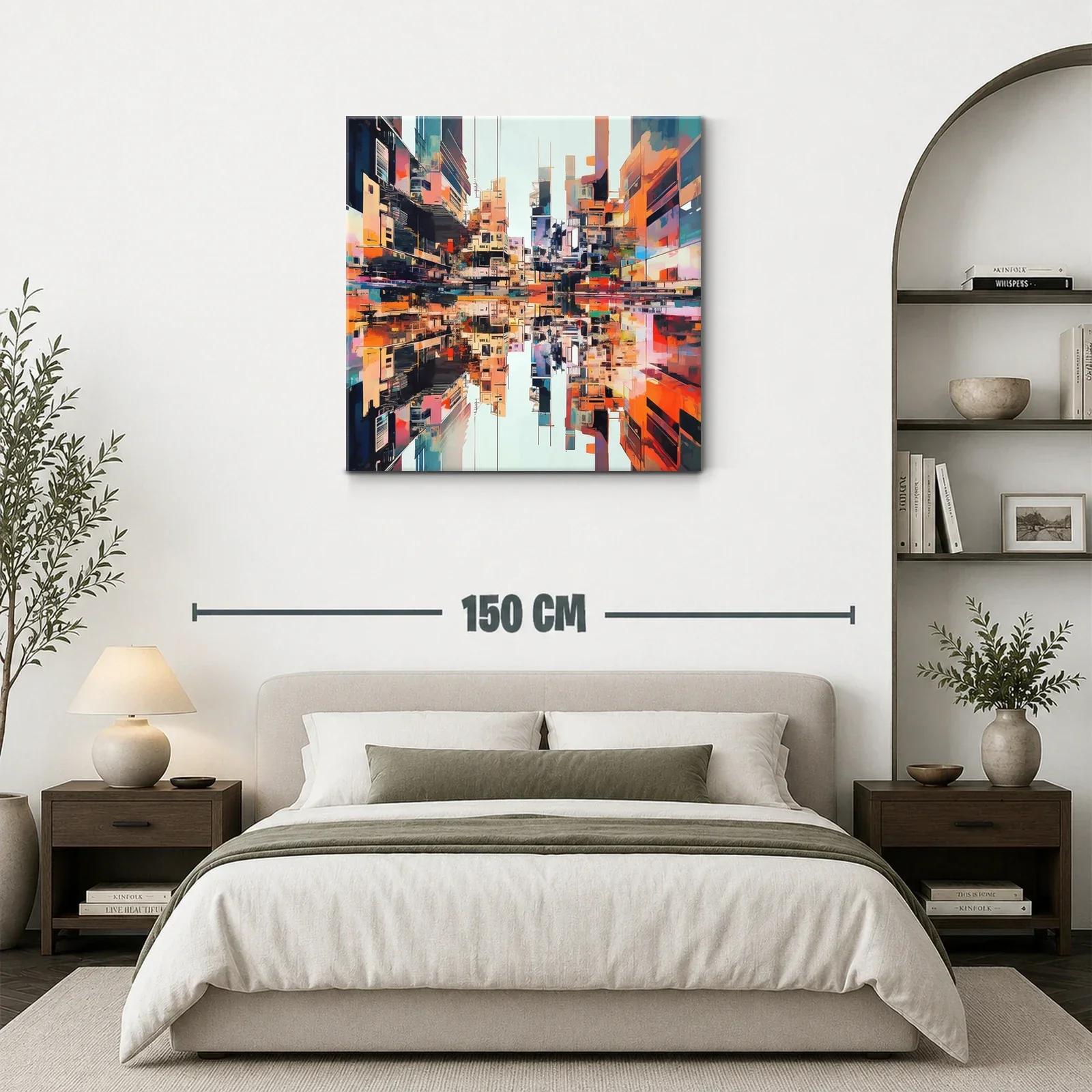 Arte urbano vibrante con reflejos y arquitectura moderna — miniatura 3