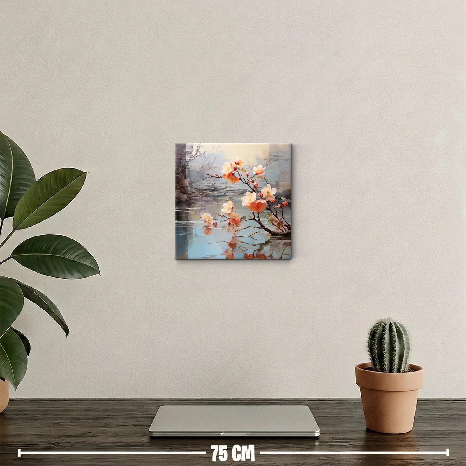 Delicadas flores rosadas sobre agua tranquila y reflejos sutiles — miniatura 2