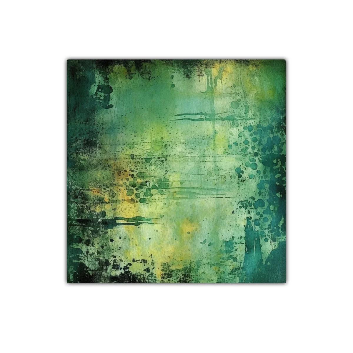Cuadro decorativo abstracto con tonos verdes brillante