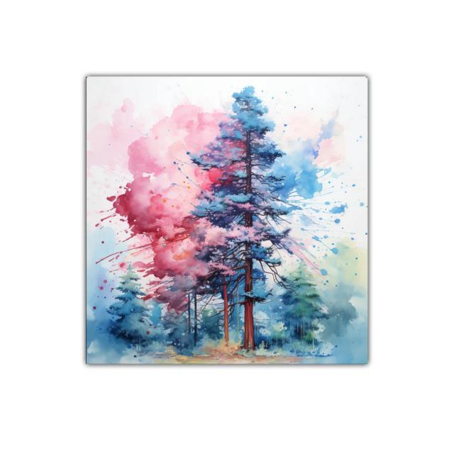 Bosque en acuarelas con explosión de colores vibrantes