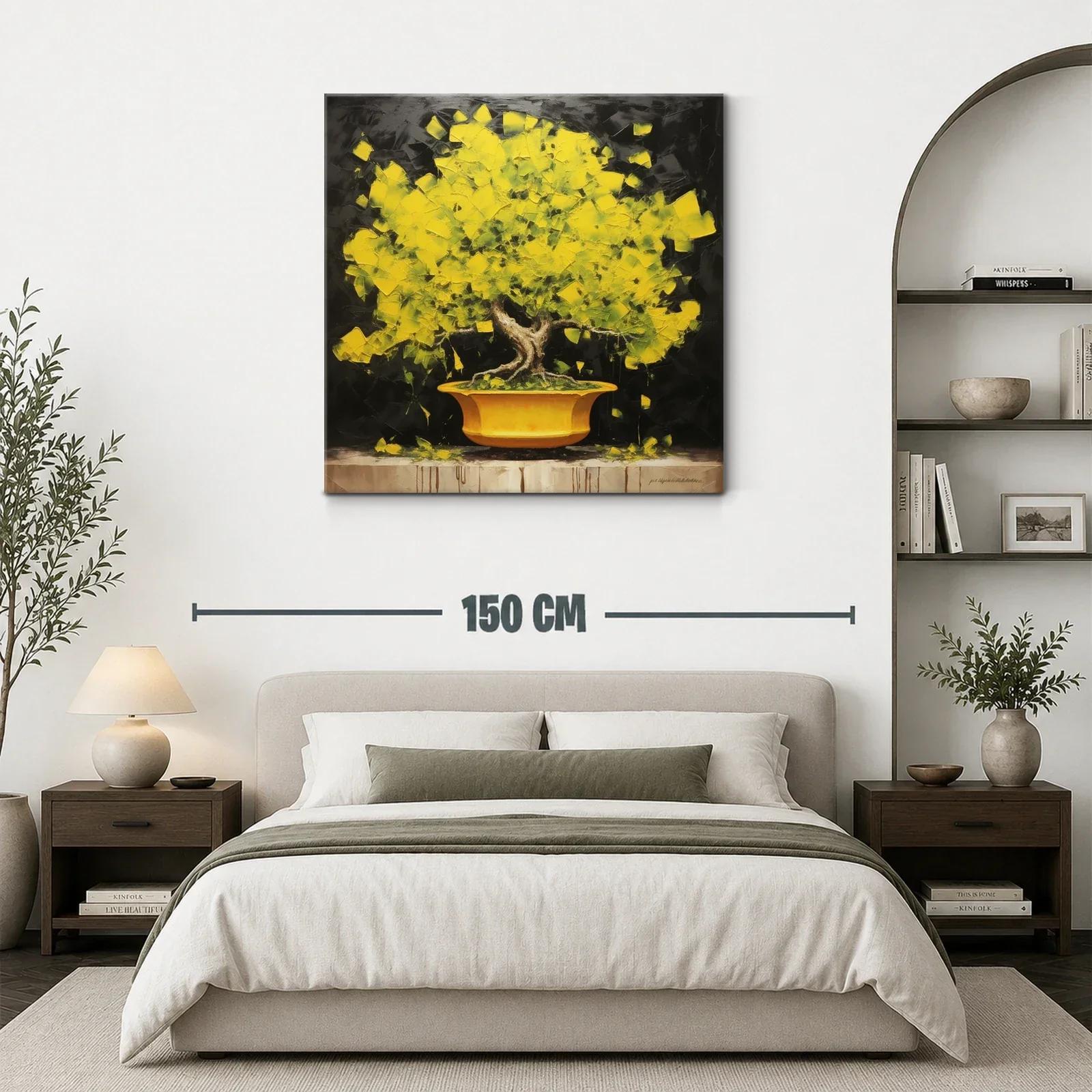 Árbol amarillo vibrante sobre fondo oscuro — miniatura 3