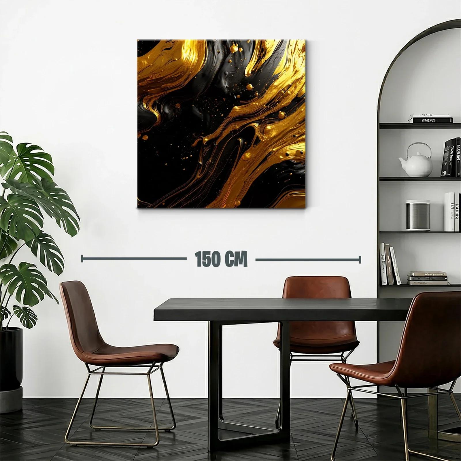 Composición abstracta en dorado y negro con textura fluida — miniatura 2