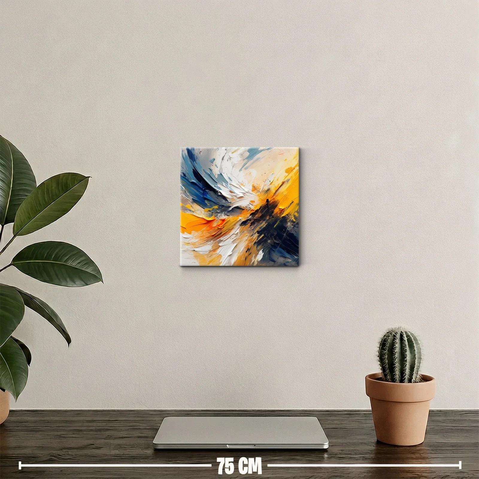 Cuadro abstracto con vibrantes tonos amarillos y azules — miniatura 2