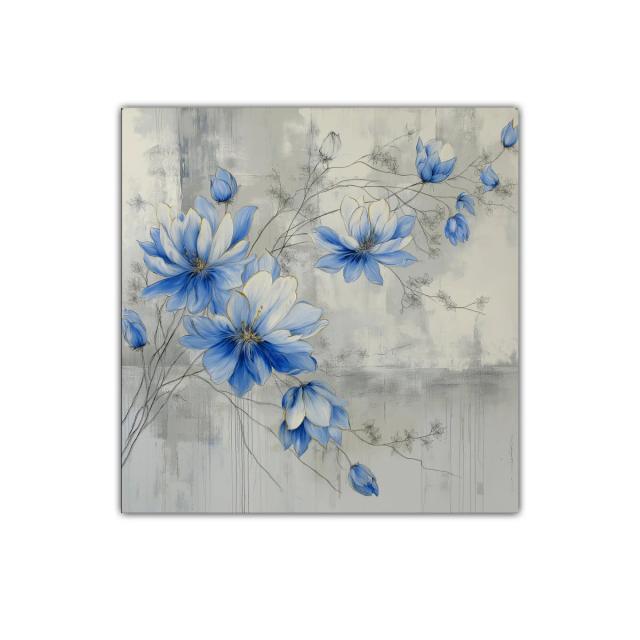 Flores delicadas en tonos azul y gris para una decoración elegante