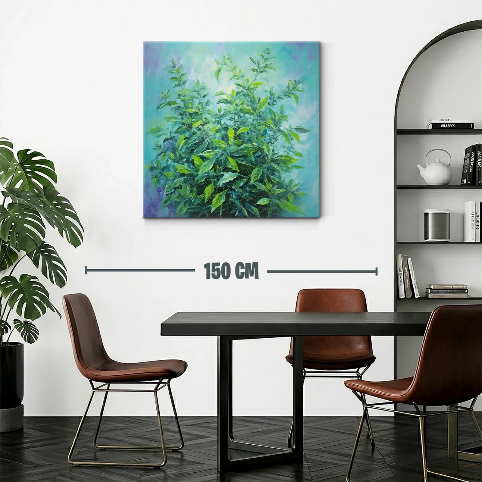 Cuadro de follaje vibrante con tonos verdes y azules — miniatura 2