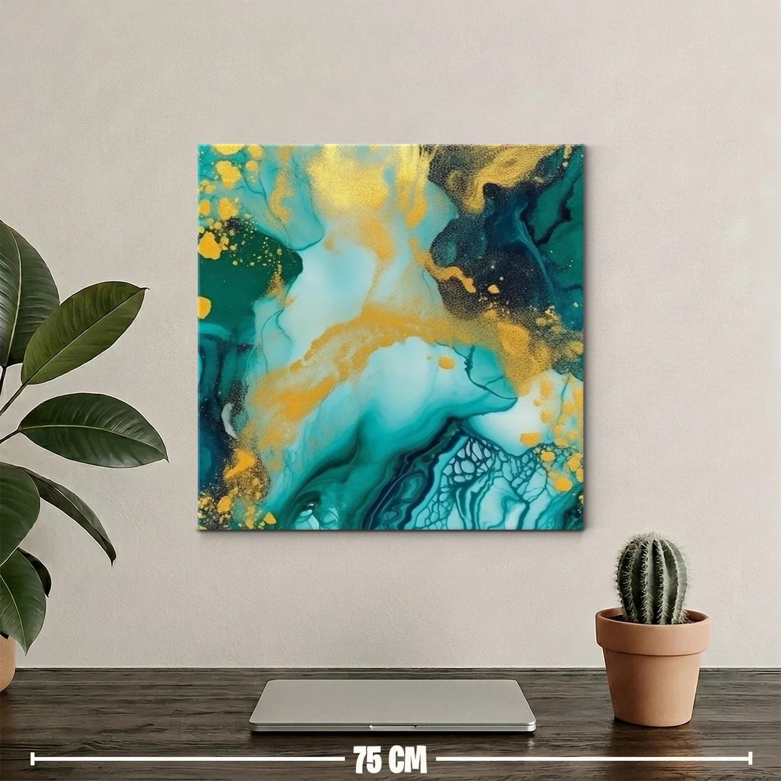 Vida marina abstracta con tonos turquesa y dorados brillantes — miniatura 2