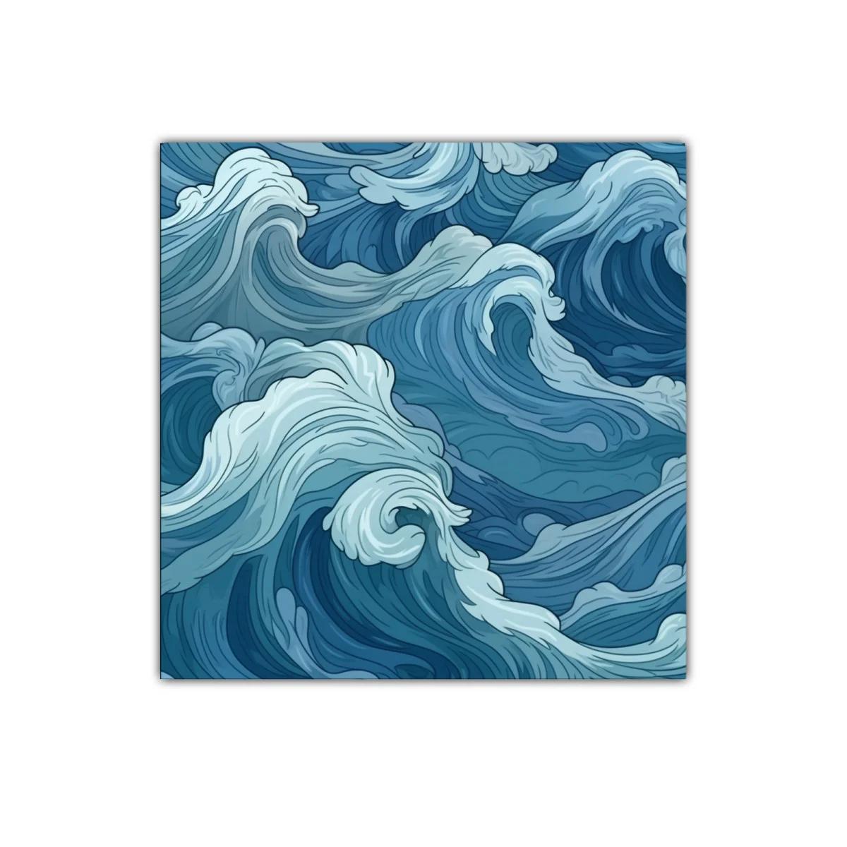 Cuadro decorativo con ondulantes olas en tonos azules — imagen principal