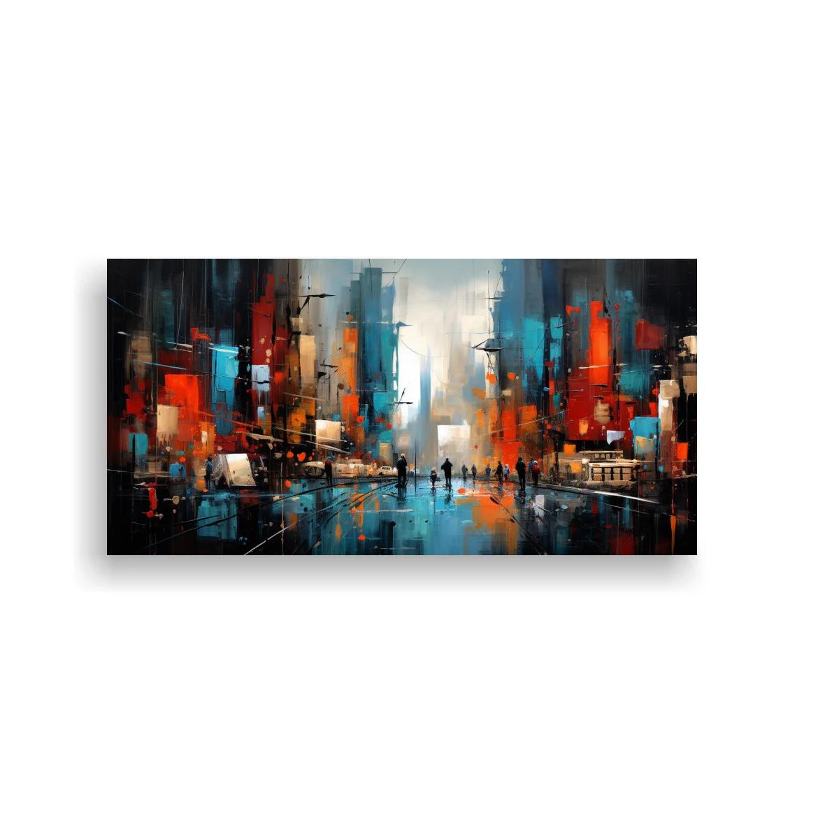 Cuadro paisaje urbano abstracto con reflejos y luz abierta