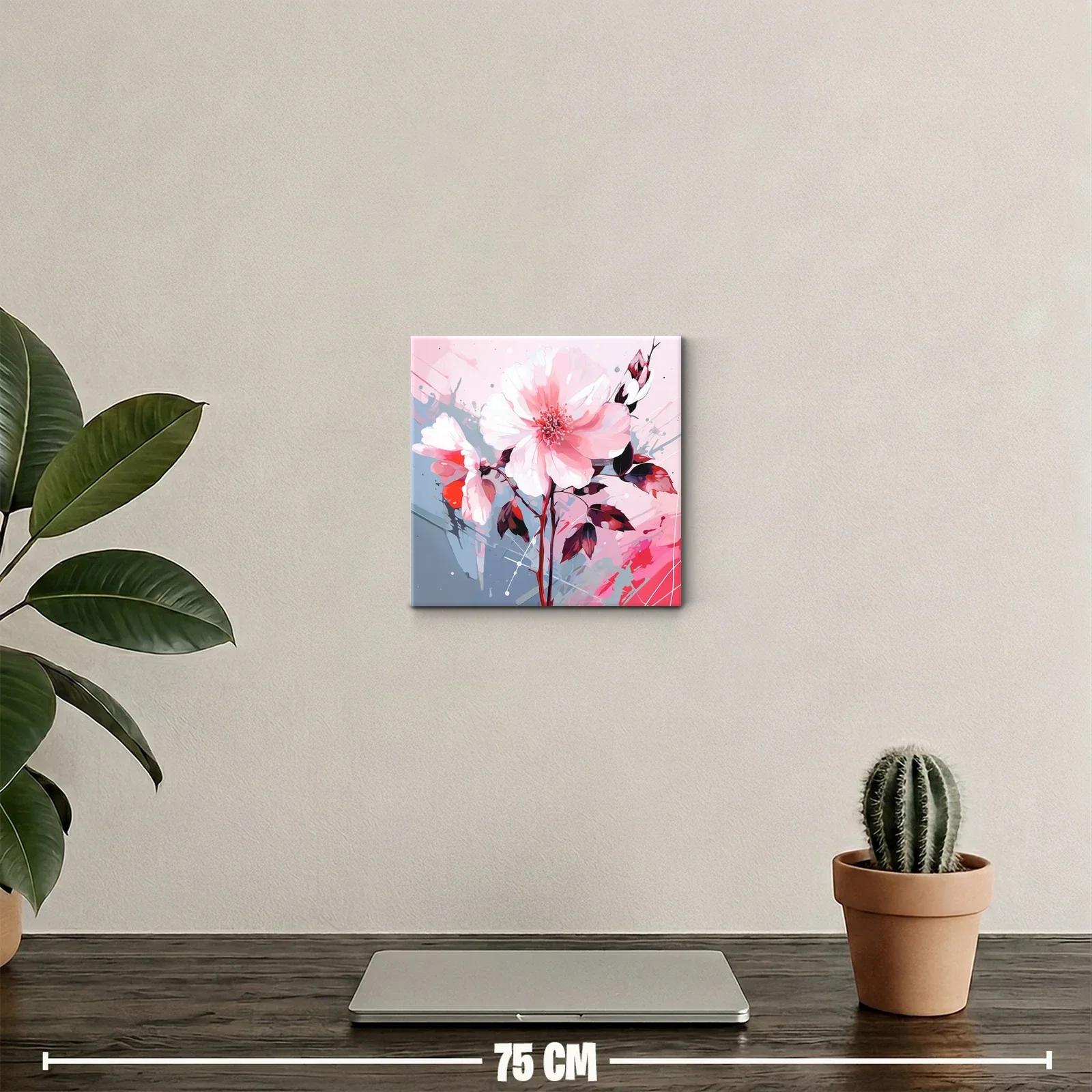 Flores en tonos rosa y rojo con toque abstracto moderno — miniatura 2