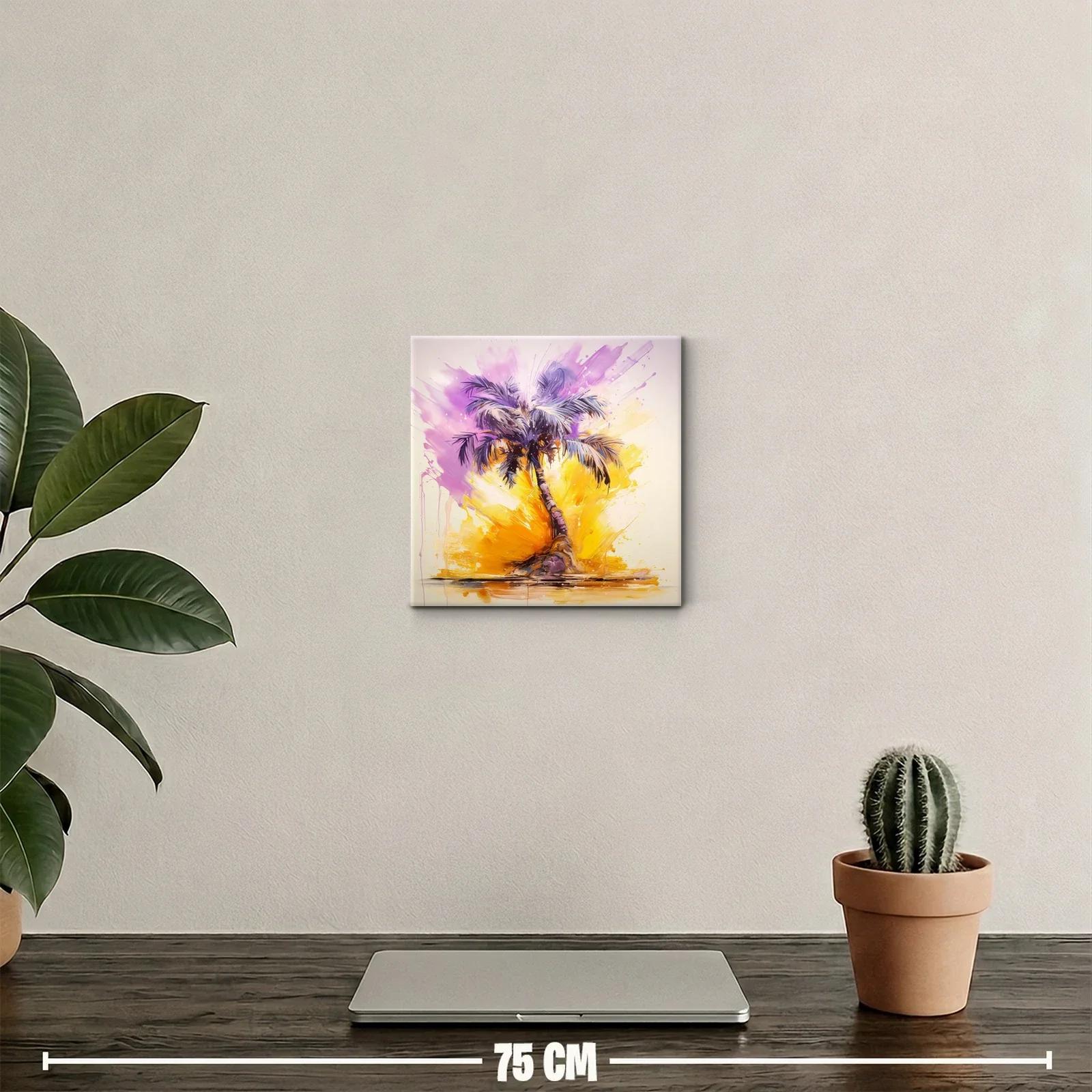 Palmera vibrante con explosión de colores cálidos y violetas — miniatura 2