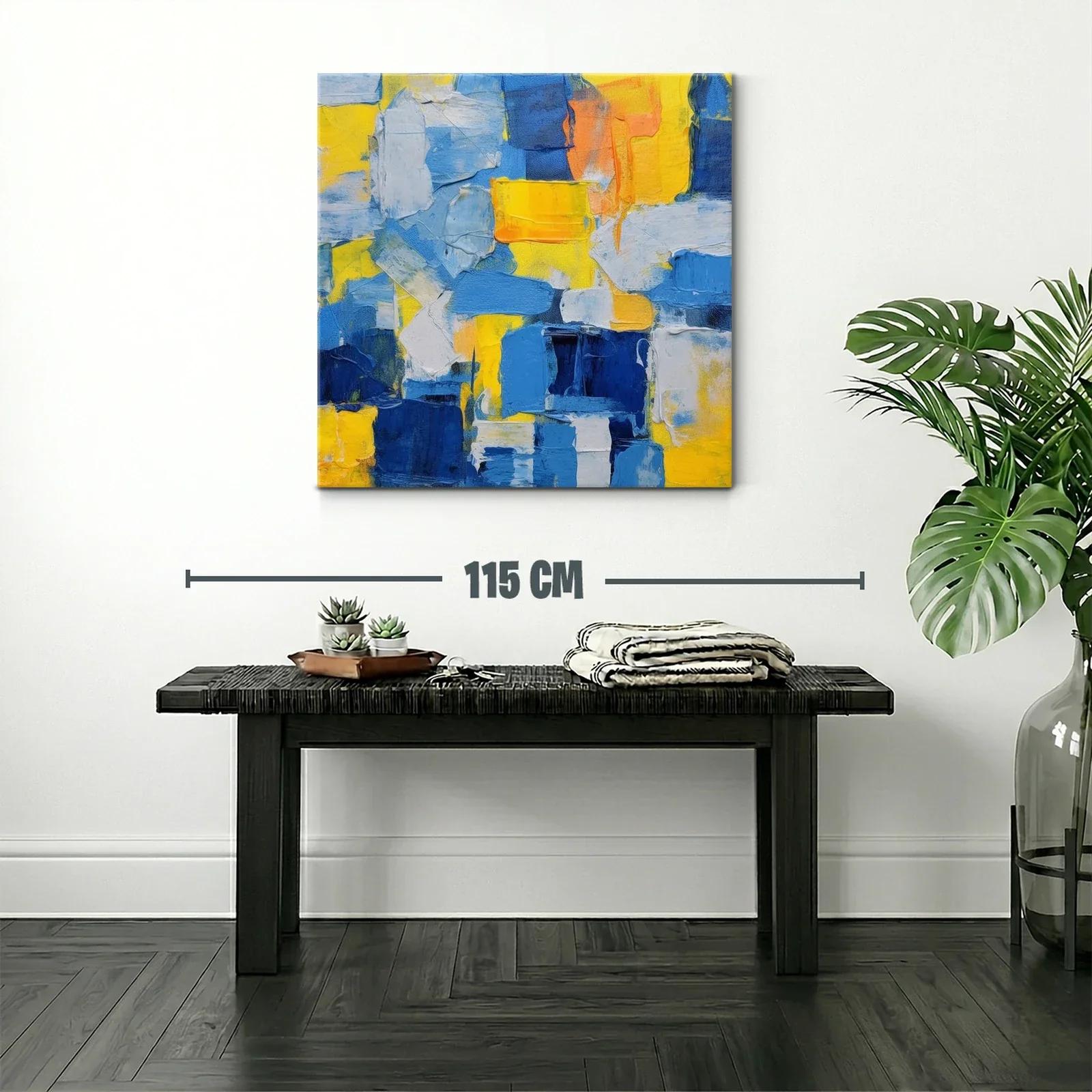 Cuadro abstracto con predominio de tonos azules y amarillos — miniatura 2