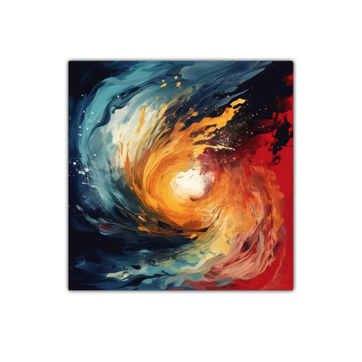 Cuadro abstracto con remolino dinámico de colores vibrantes