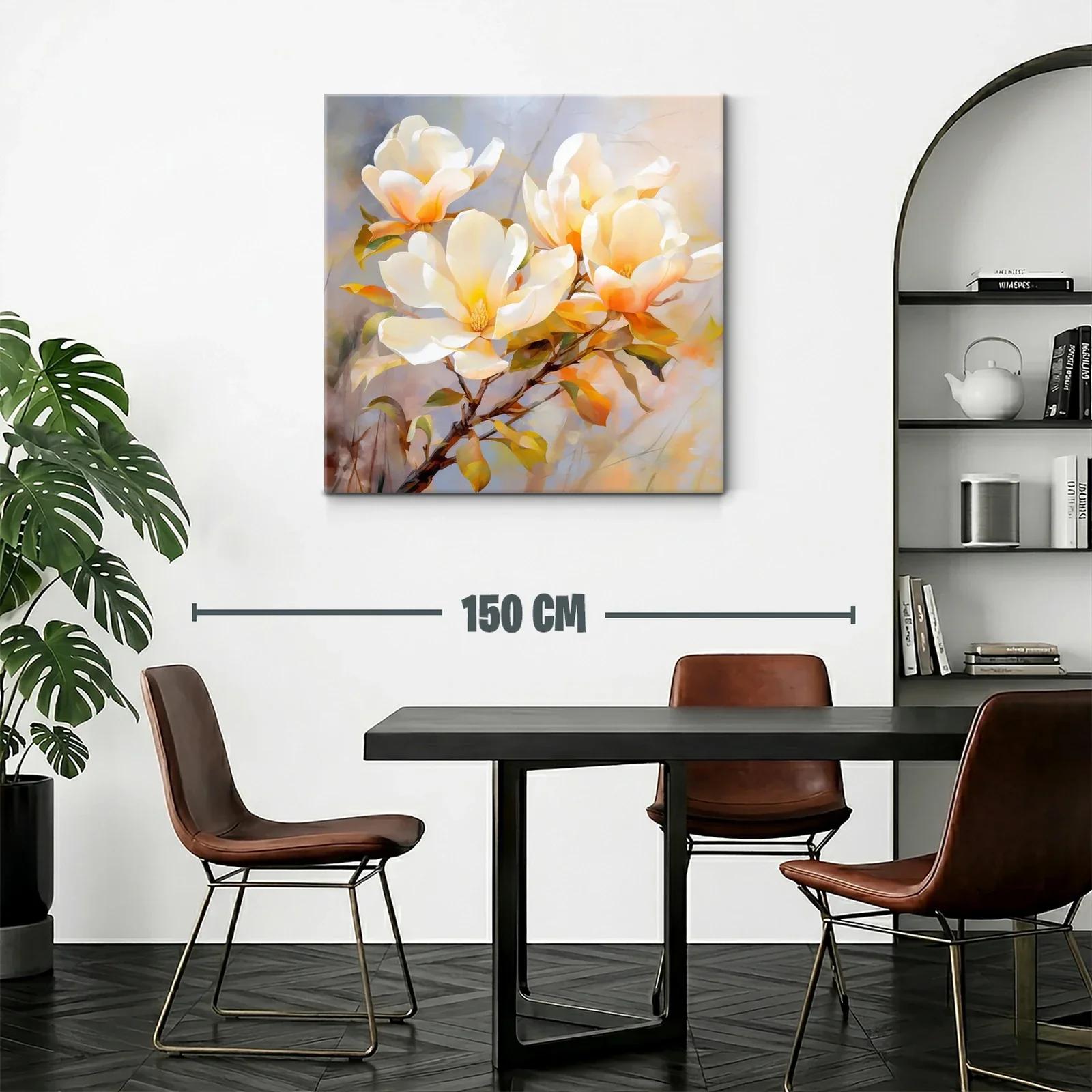 Cuadro de flores magnolias en tonos cálidos y suaves — miniatura 2