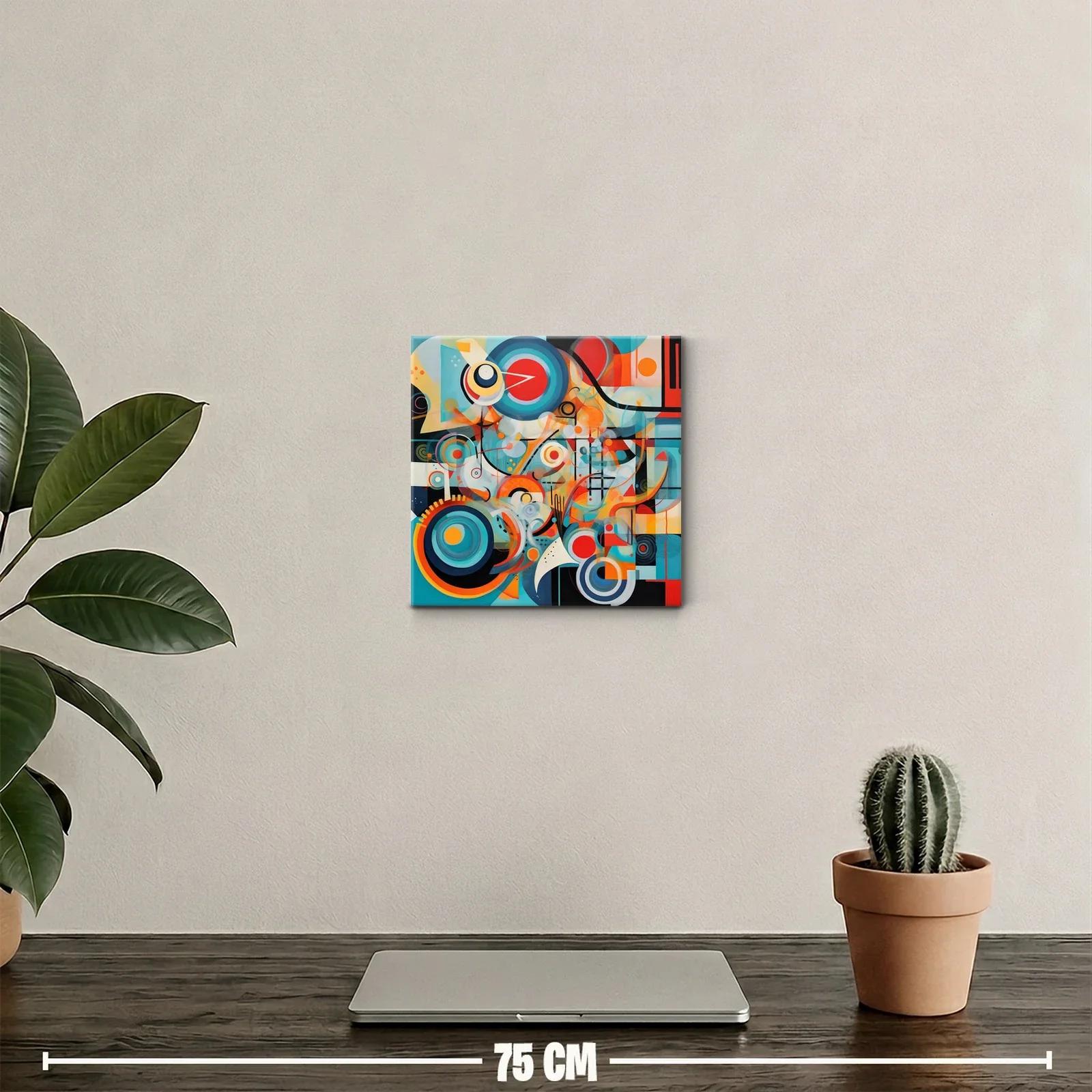 Cuadro abstracto con formas y círculos vibrantes — miniatura 2