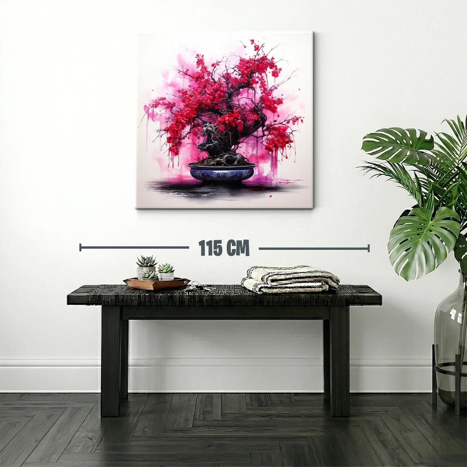 Árbol Bonsái con Flores Rojas Vibrantes — miniatura 2