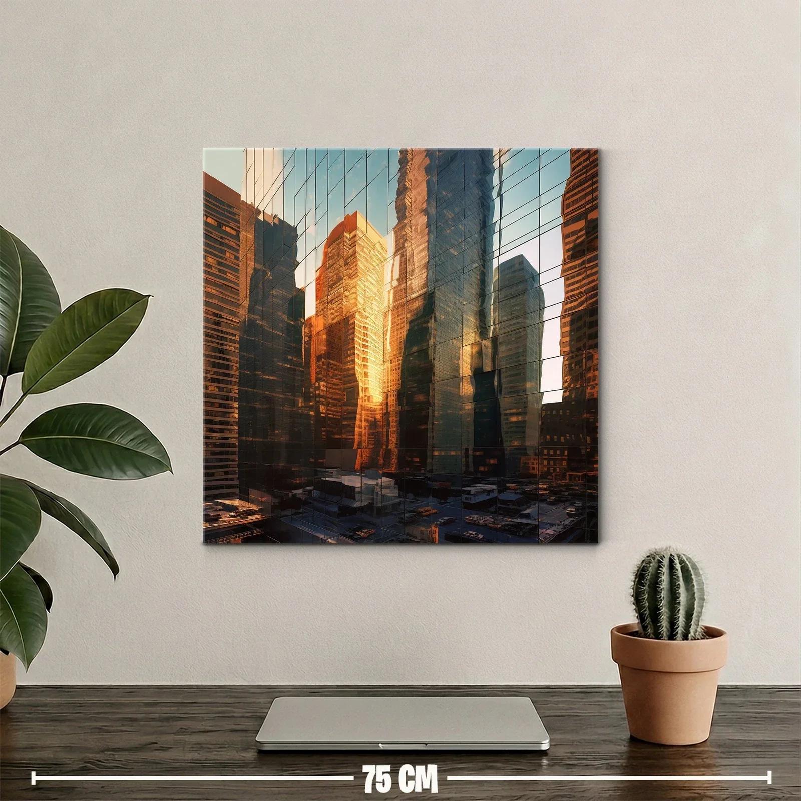 Reflejos dorados en rascacielos urbanos al atardecer — miniatura 2