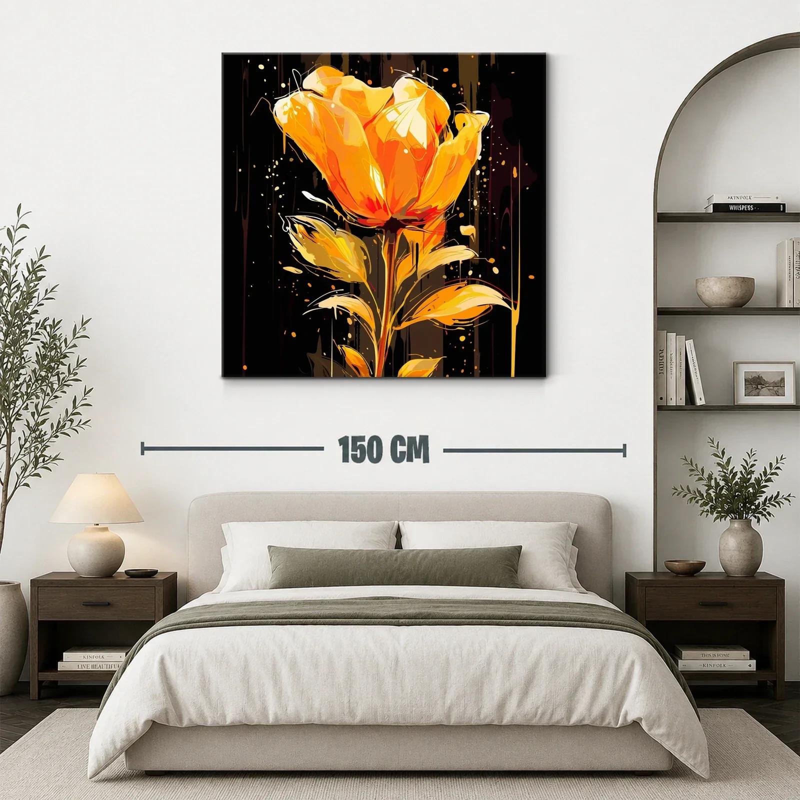 Flor vibrante en tonos cálidos y fondo oscuro elegante — miniatura 3
