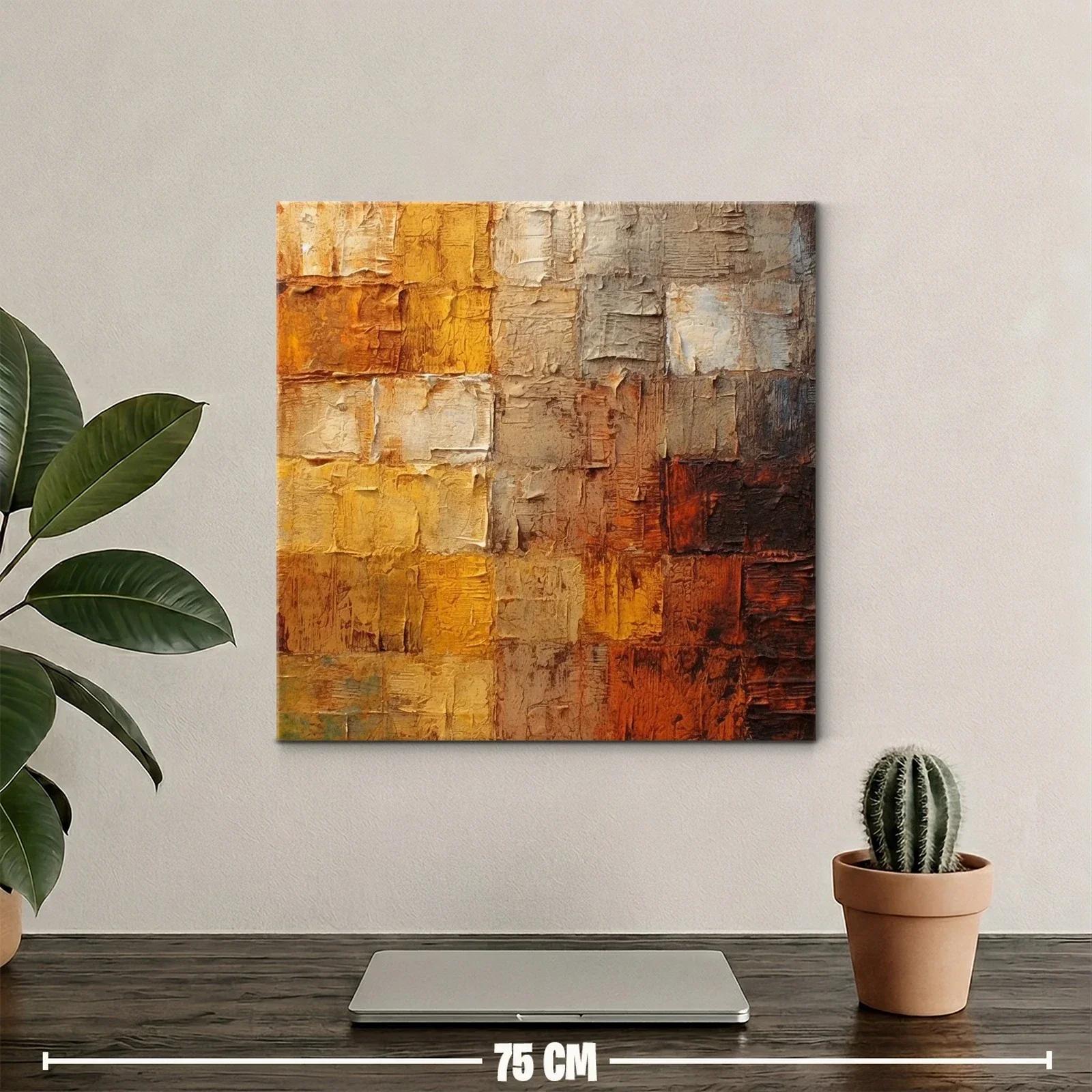 Cuadro abstracto en tonos tierra cálidos y texturizados — miniatura 2