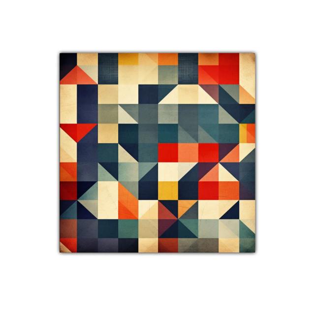 Composición geométrica con tonos cálidos y fríos equilibrados