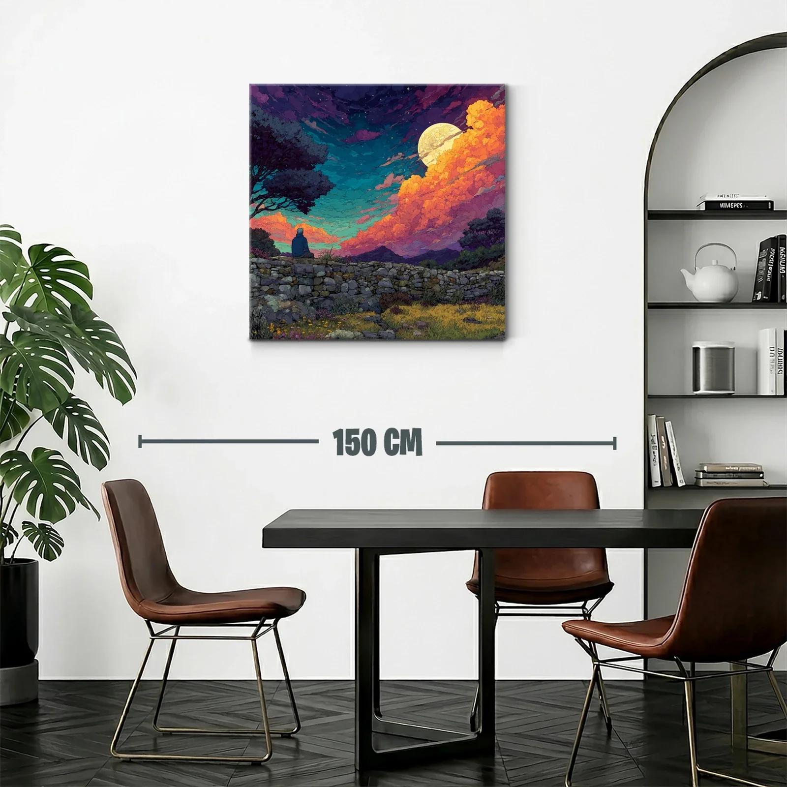 Paisaje nocturno con luna llena y cielo dramático — miniatura 2
