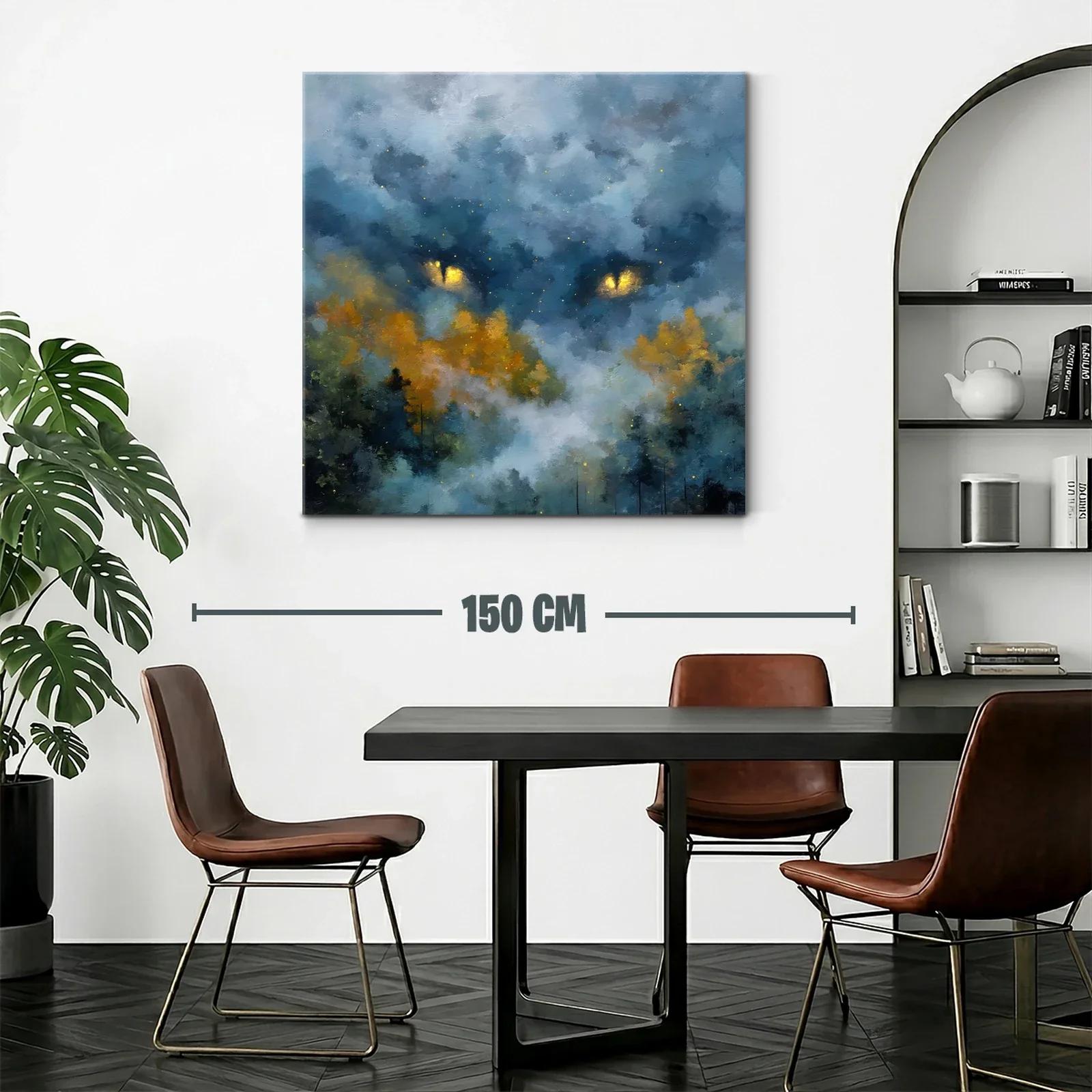 Cuadro de paisaje onírico con ojos dorados entre las nubes — miniatura 2