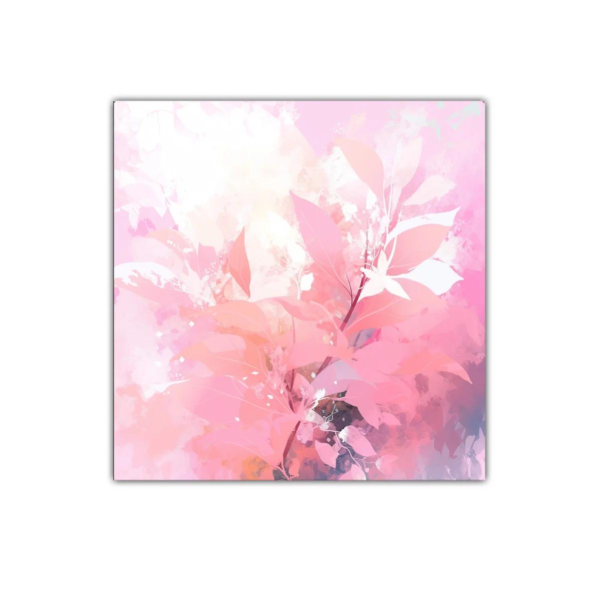 Cuadro decorativo con motivo floral en tonos rosas y suaves