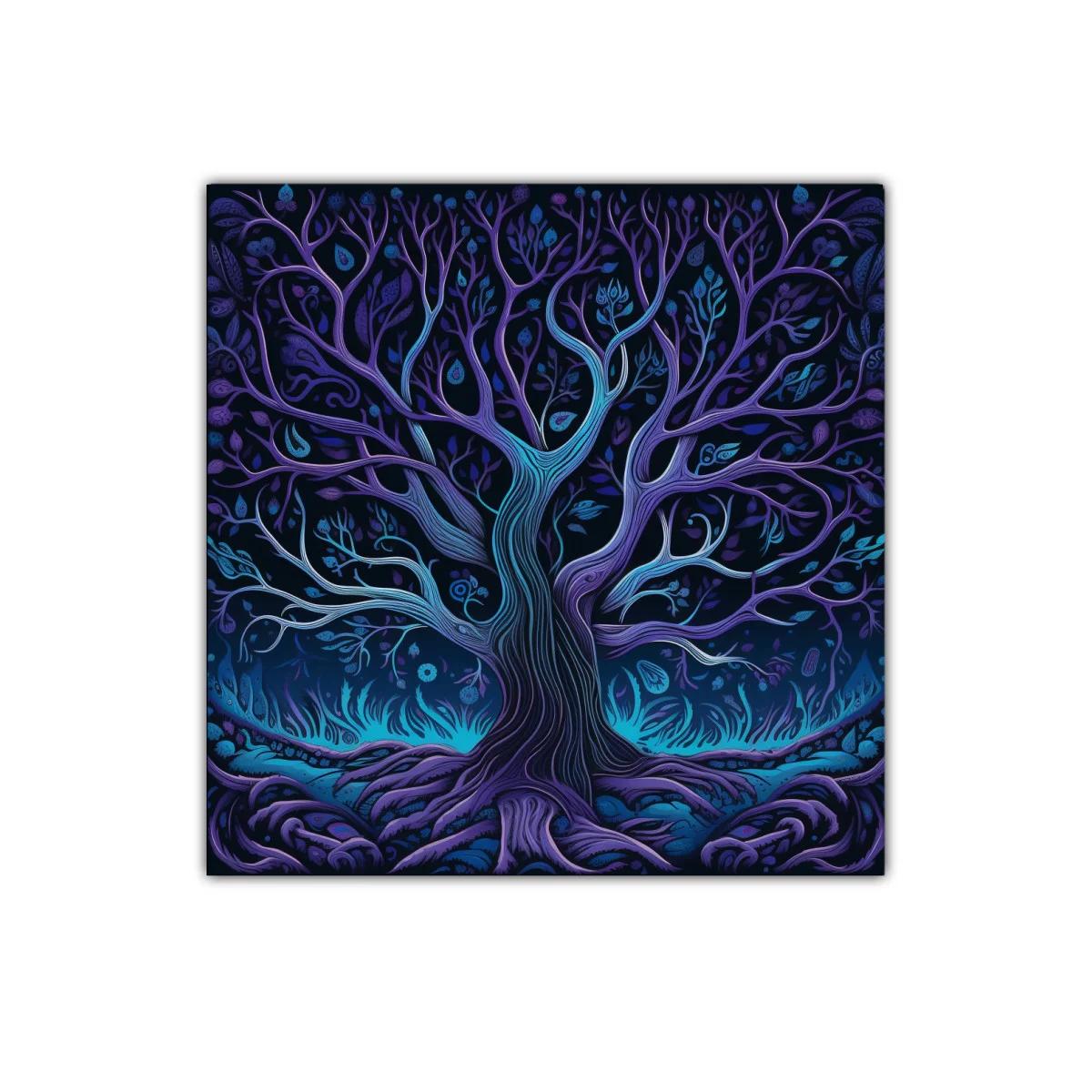 Árbol místico en tonos azules y violetas vibrantes — imagen principal