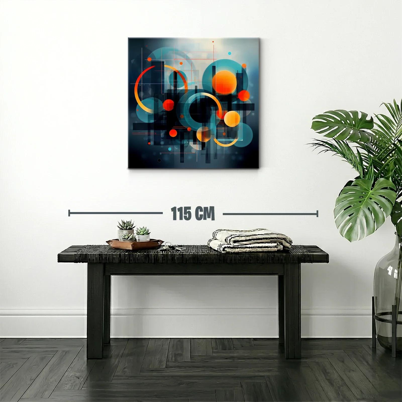 Composición abstracta con círculos y líneas en tonos vibrantes — miniatura 2