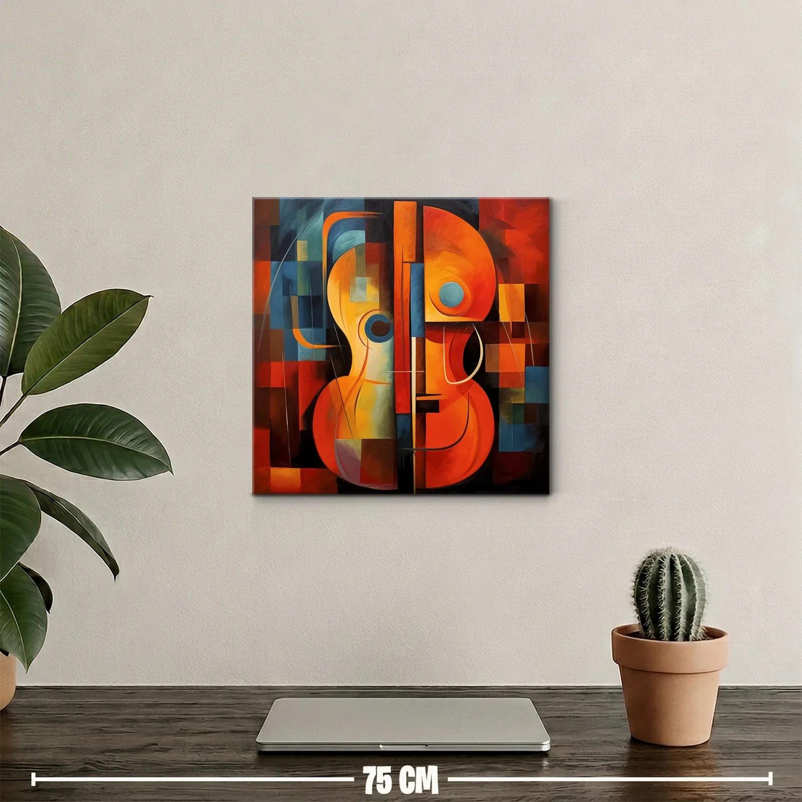 Cuadro abstracto con formas geométricas y tonos cálidos — miniatura 2