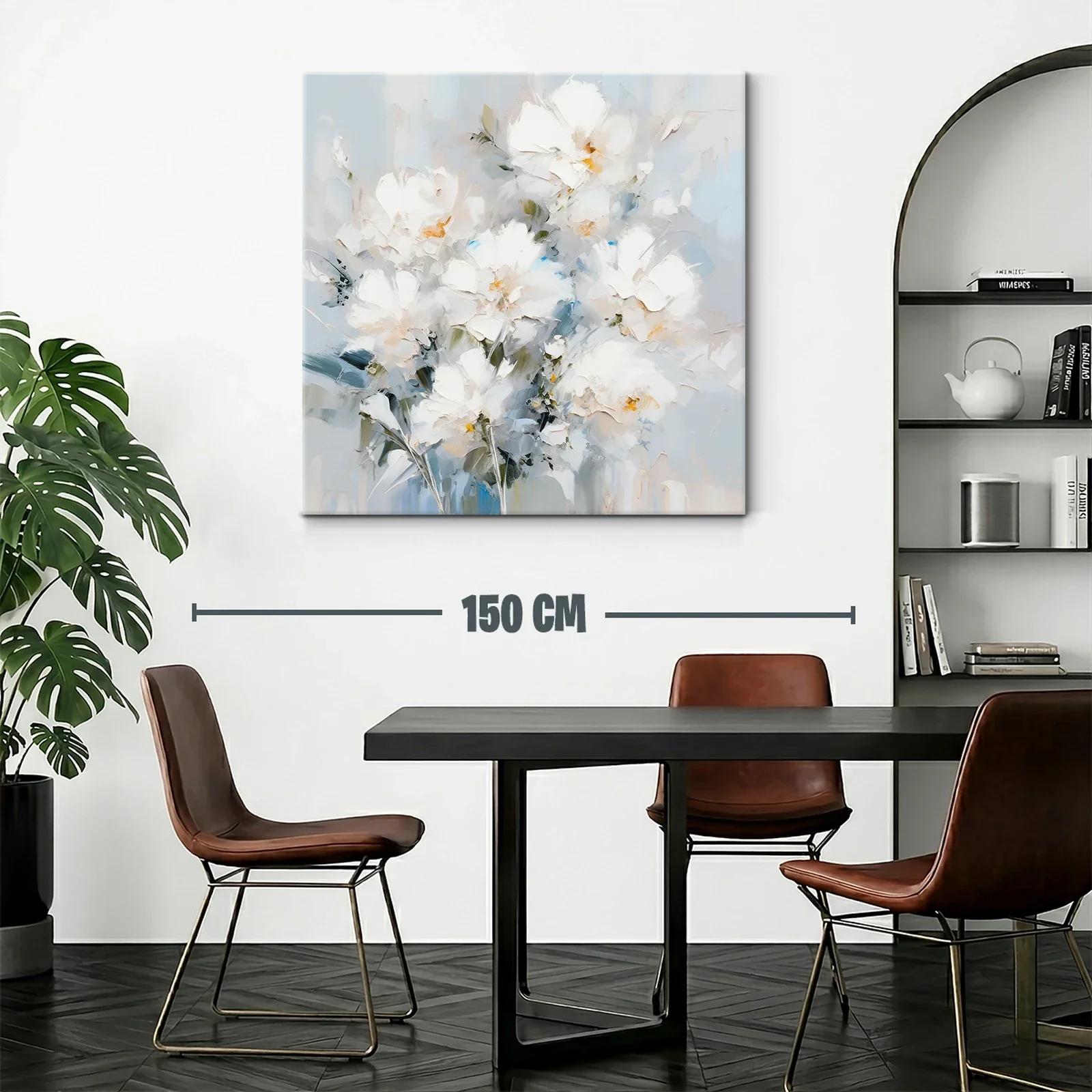 Cuadro floral blanco con toques suaves azules y verdes — miniatura 2