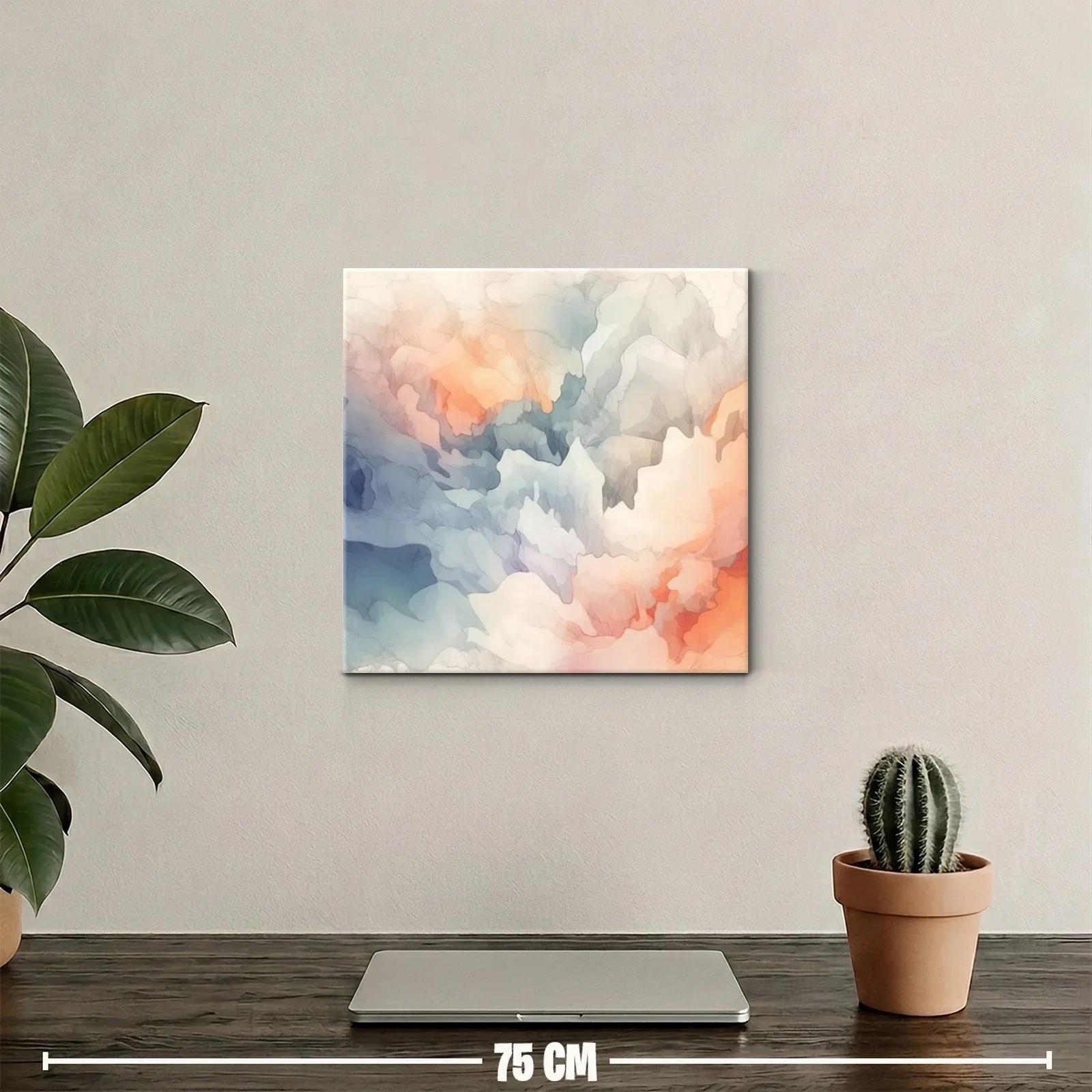 Cuadro abstracto con tonos cálidos y fríos armoniosos — miniatura 2