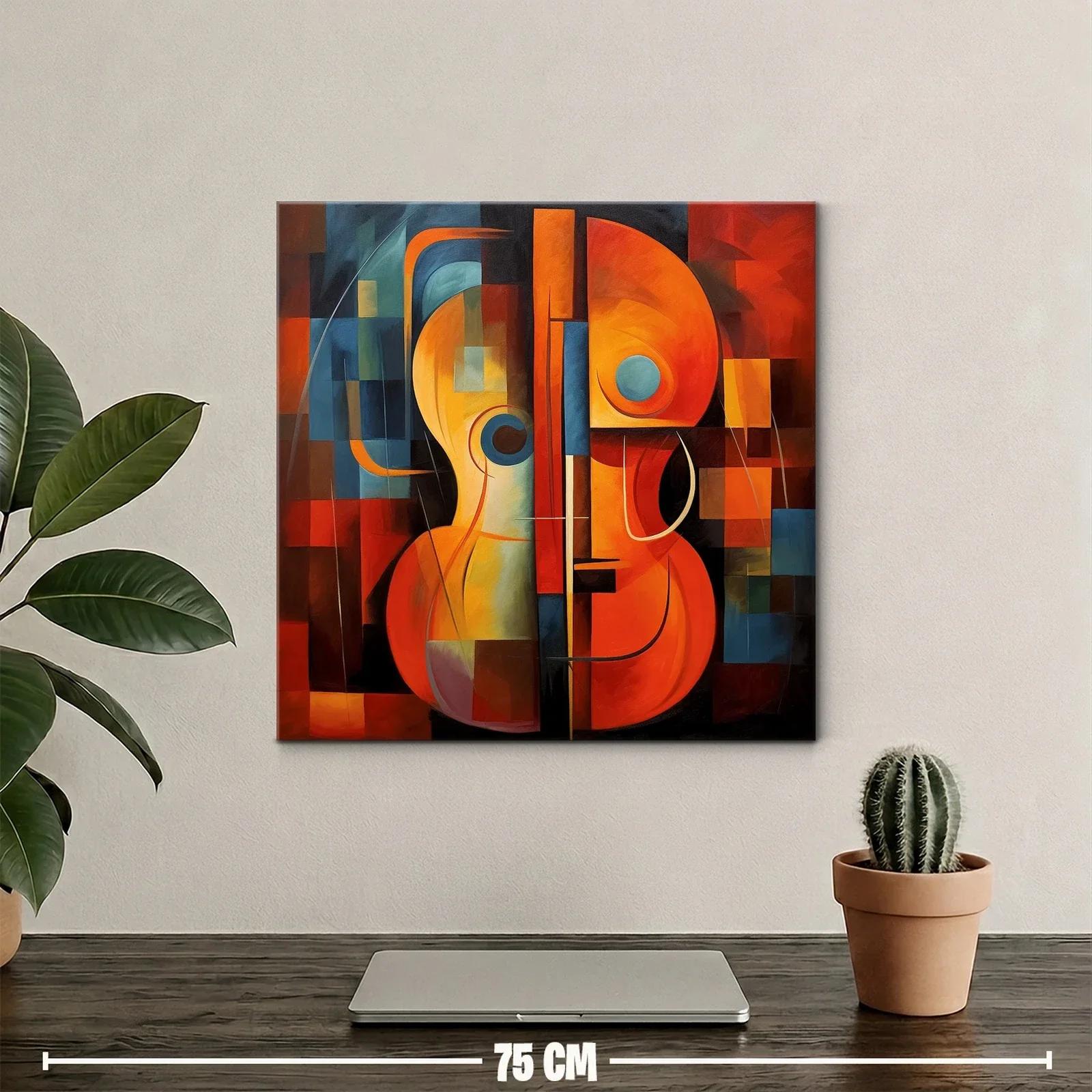 Cuadro abstracto con formas geométricas y tonos cálidos — miniatura 2