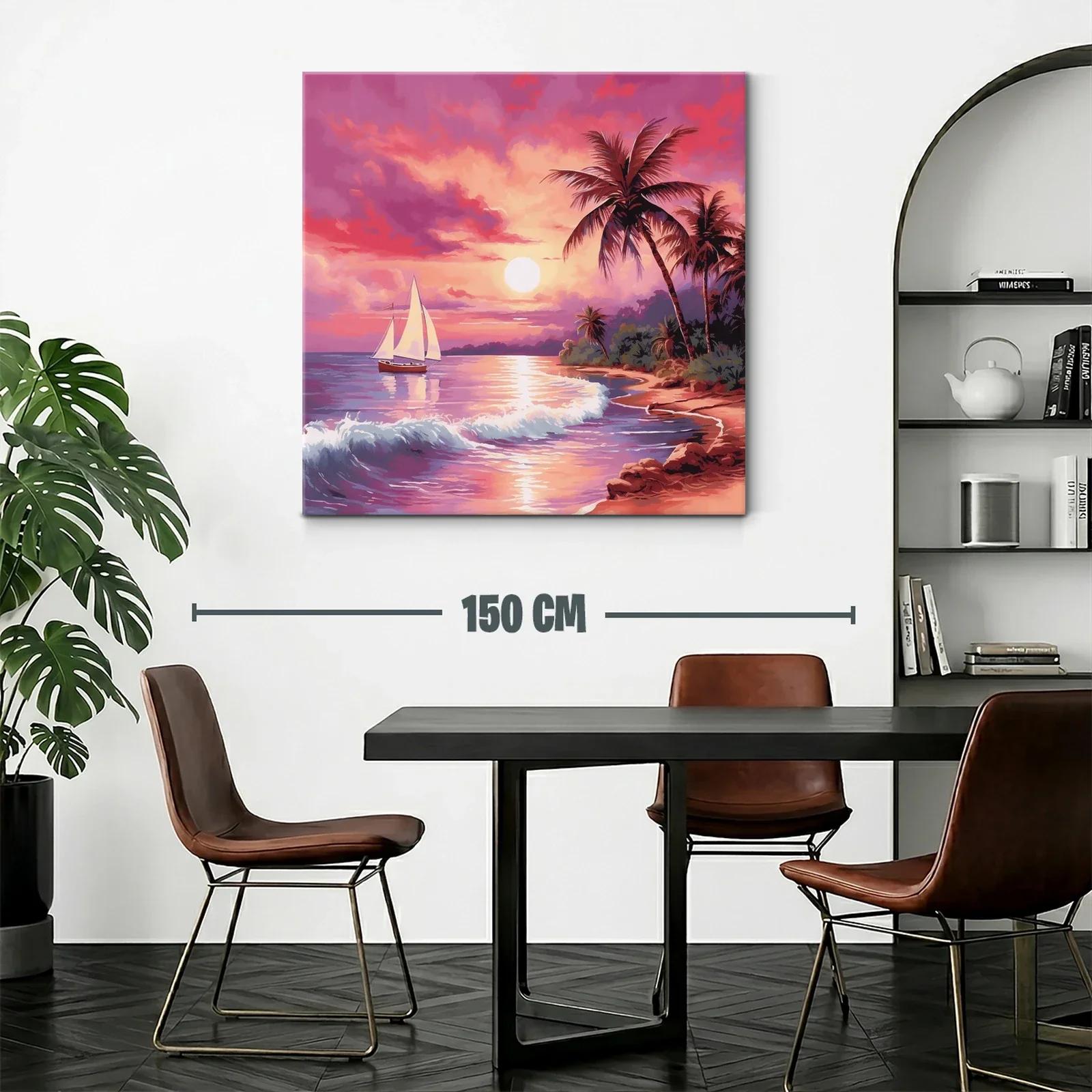 Atardecer tropical con velero en cielo vibrante — miniatura 2