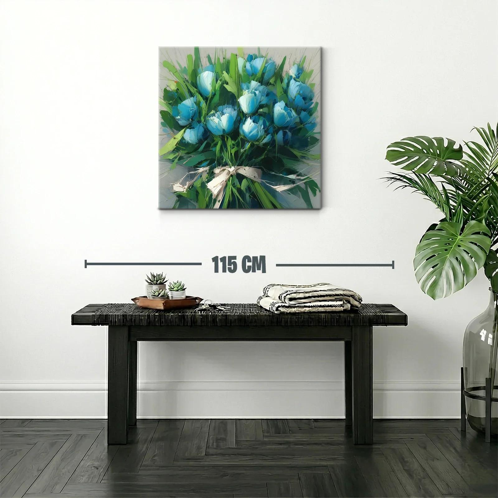 Ramo vibrante con flores azules y follaje verde fresco — miniatura 2