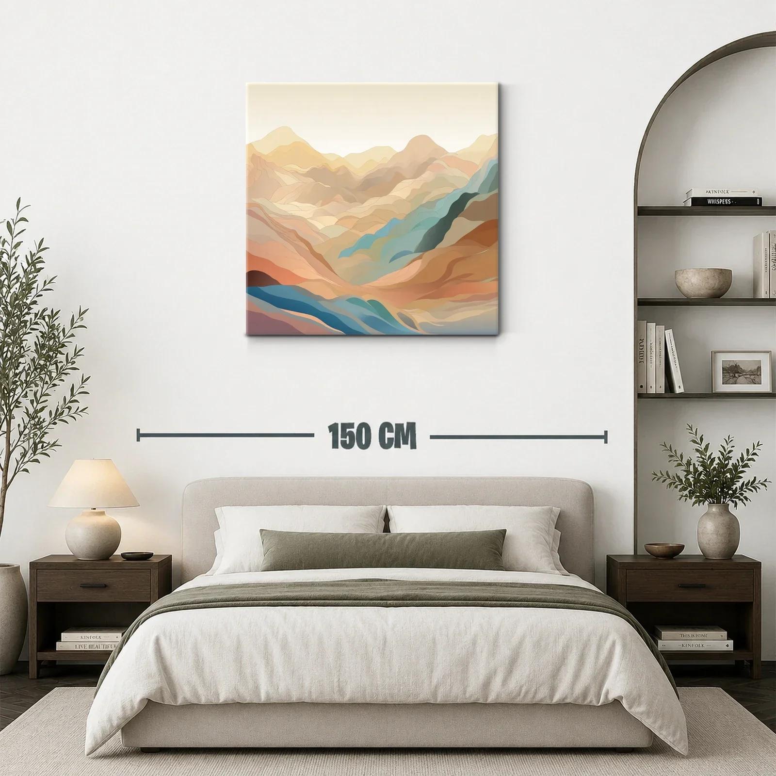 Paisaje abstracto de montañas en tonos cálidos y fríos suaves — miniatura 3