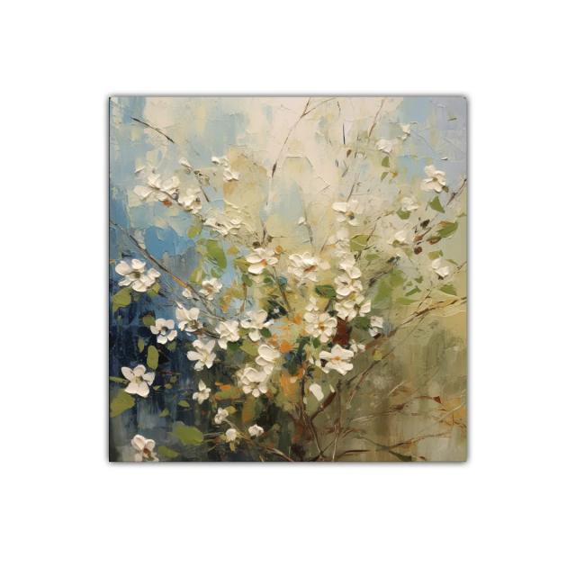 Cuadro decorativo con delicadas flores blancas y fondo suave