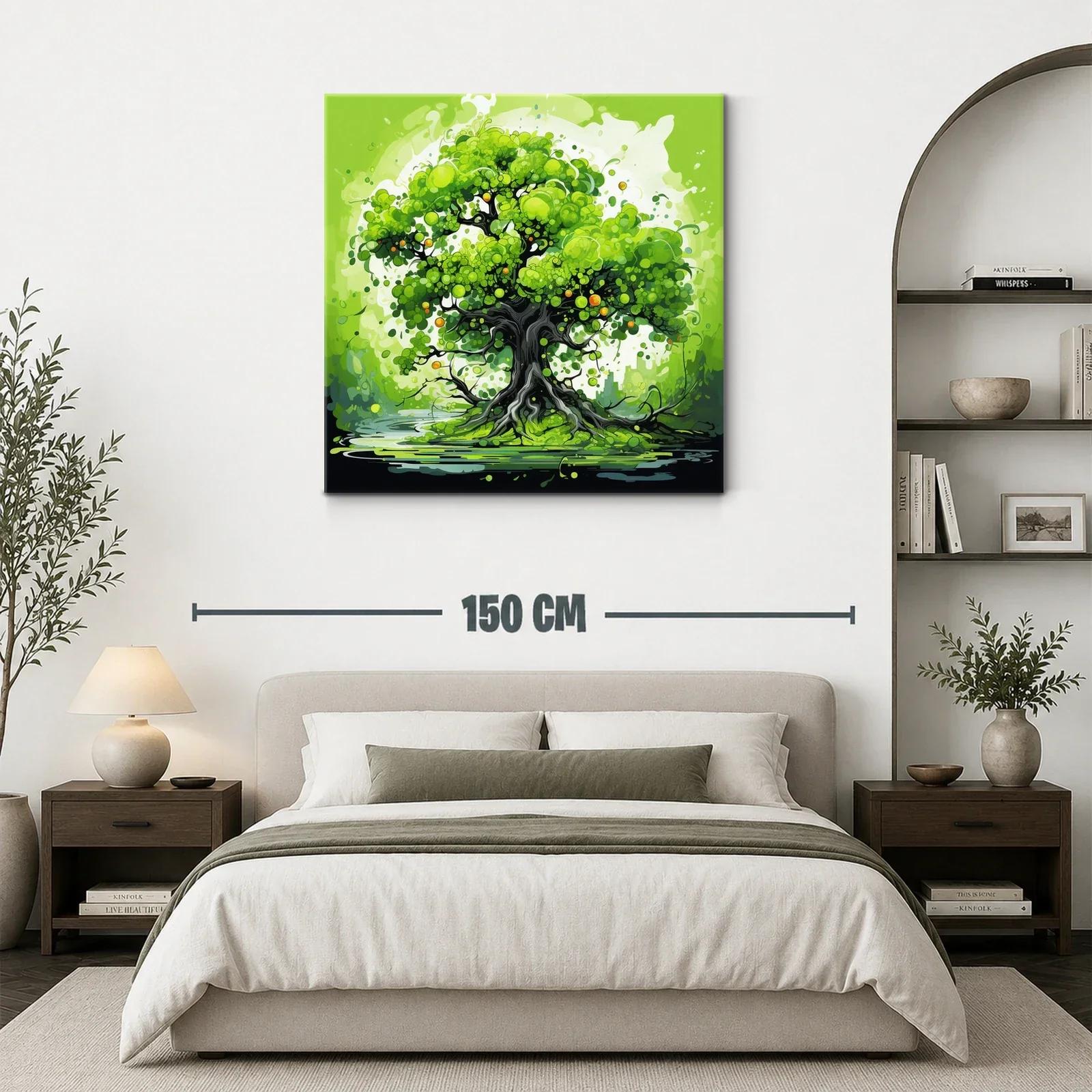 Árbol con vibrantes tonos verdes y detalles en naranja — miniatura 3