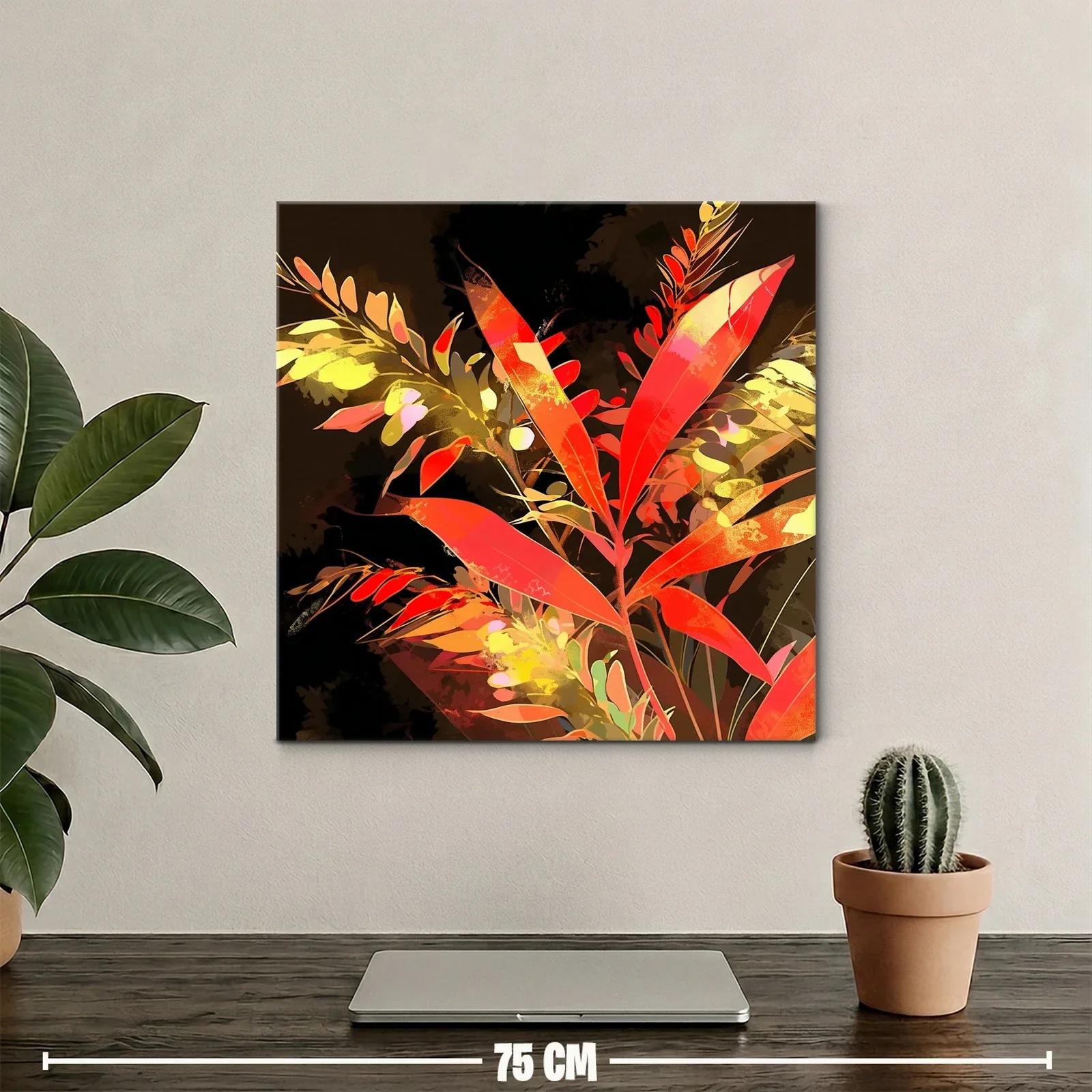 Composición floral vibrante con hojas en tonos rojos y amarillos — miniatura 2