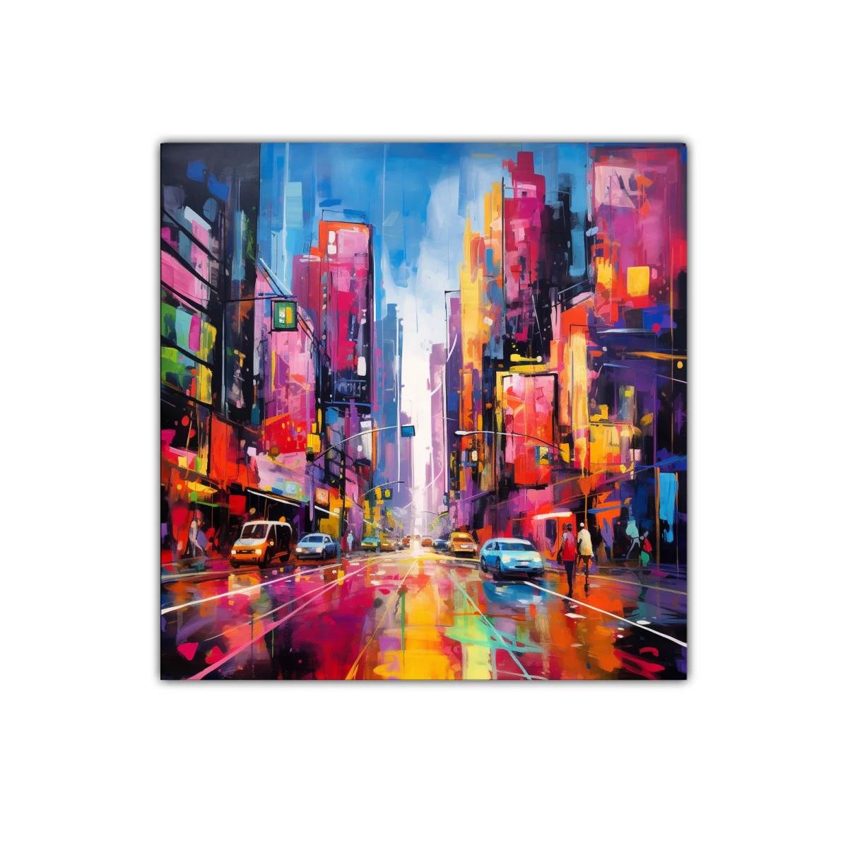 Vista vibrante de ciudad llena de luces y color — imagen principal