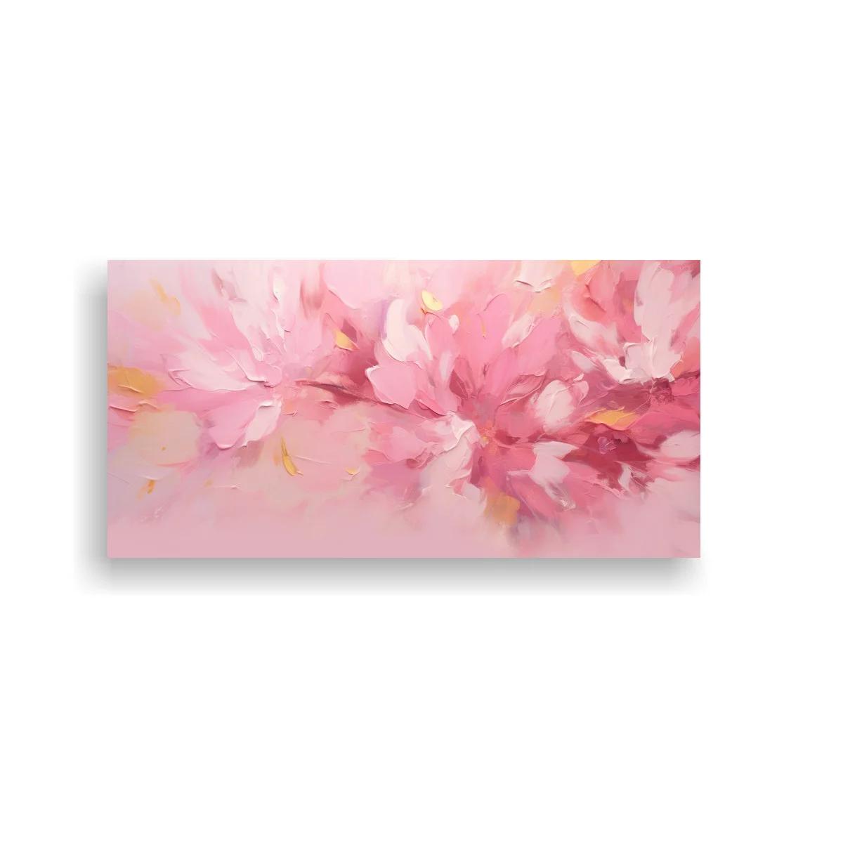 Cuadro flores rosadas abstractas con fondo rosa claro