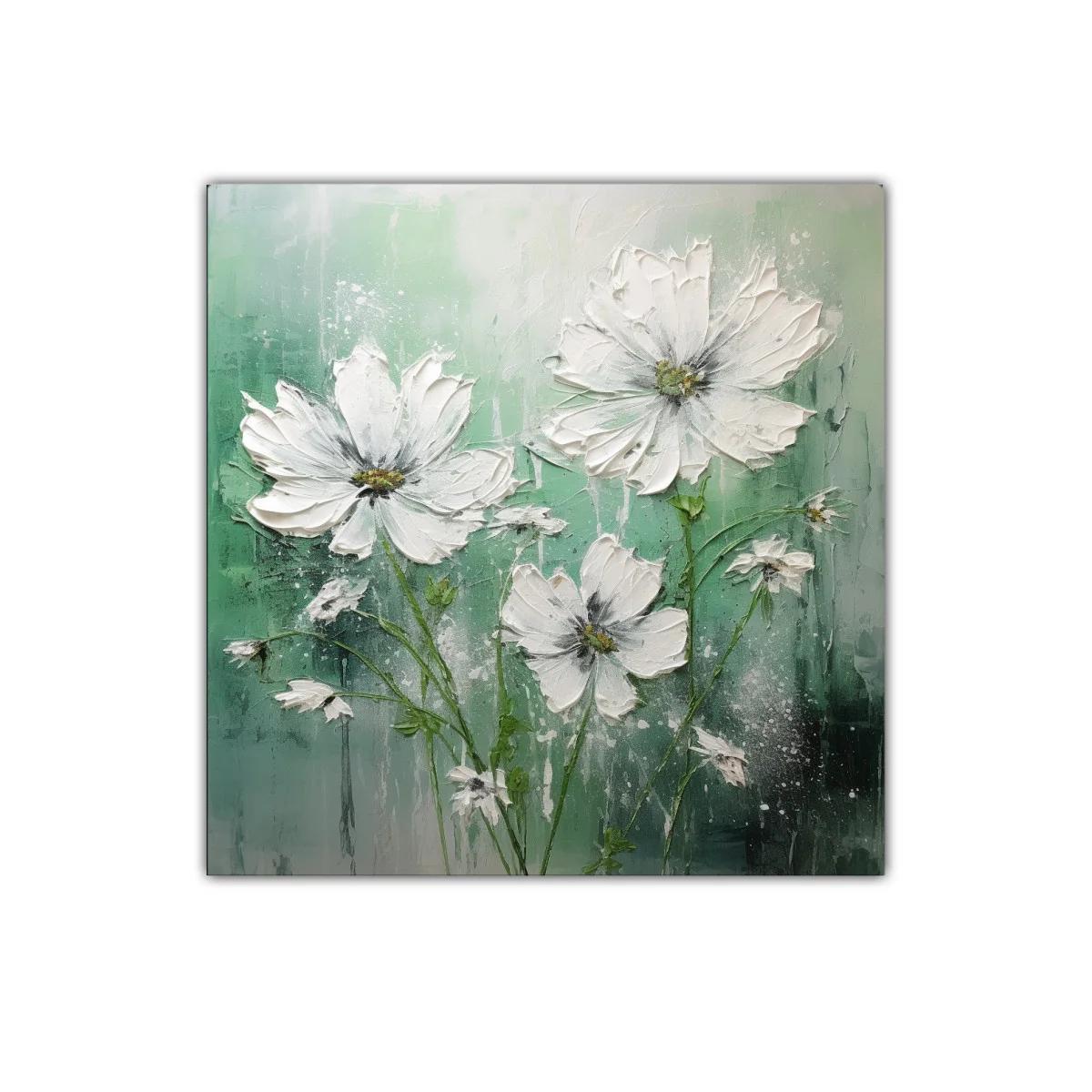 Cuadro floral en tonos verdes y blancos suaves — imagen principal