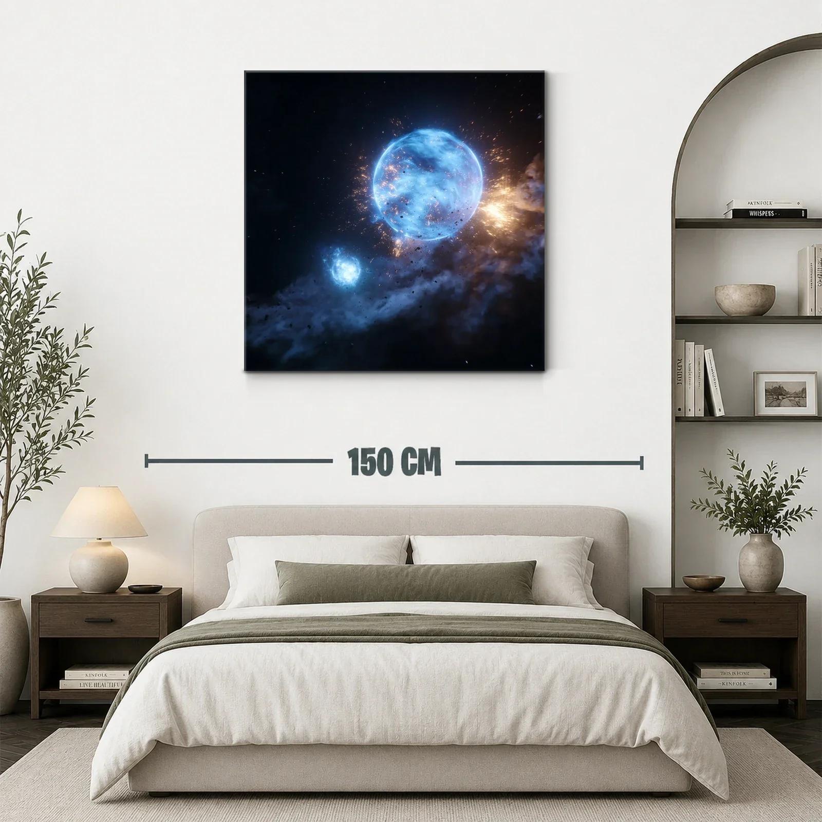 Cuadro Galaxia en Explosión Cósmica Azul y Dorada — miniatura 3