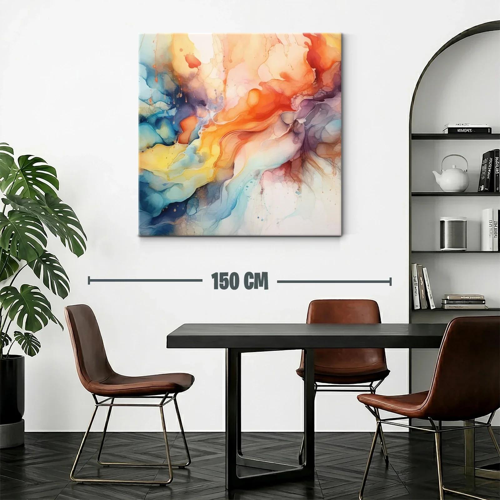 Composición abstracta con tonos cálidos y fríos vibrantes — miniatura 2