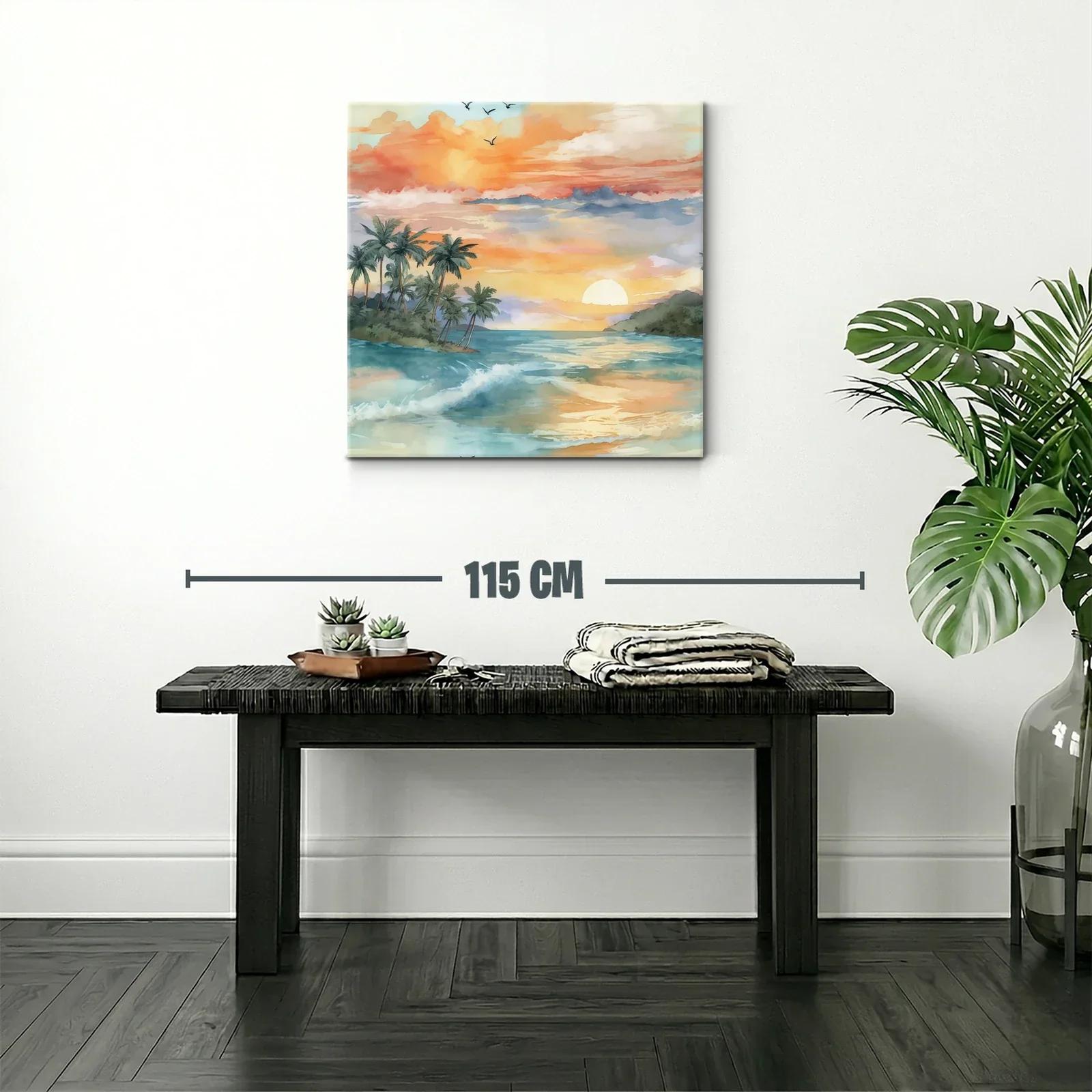Atardecer tropical con palmeras y mar en calma — miniatura 2