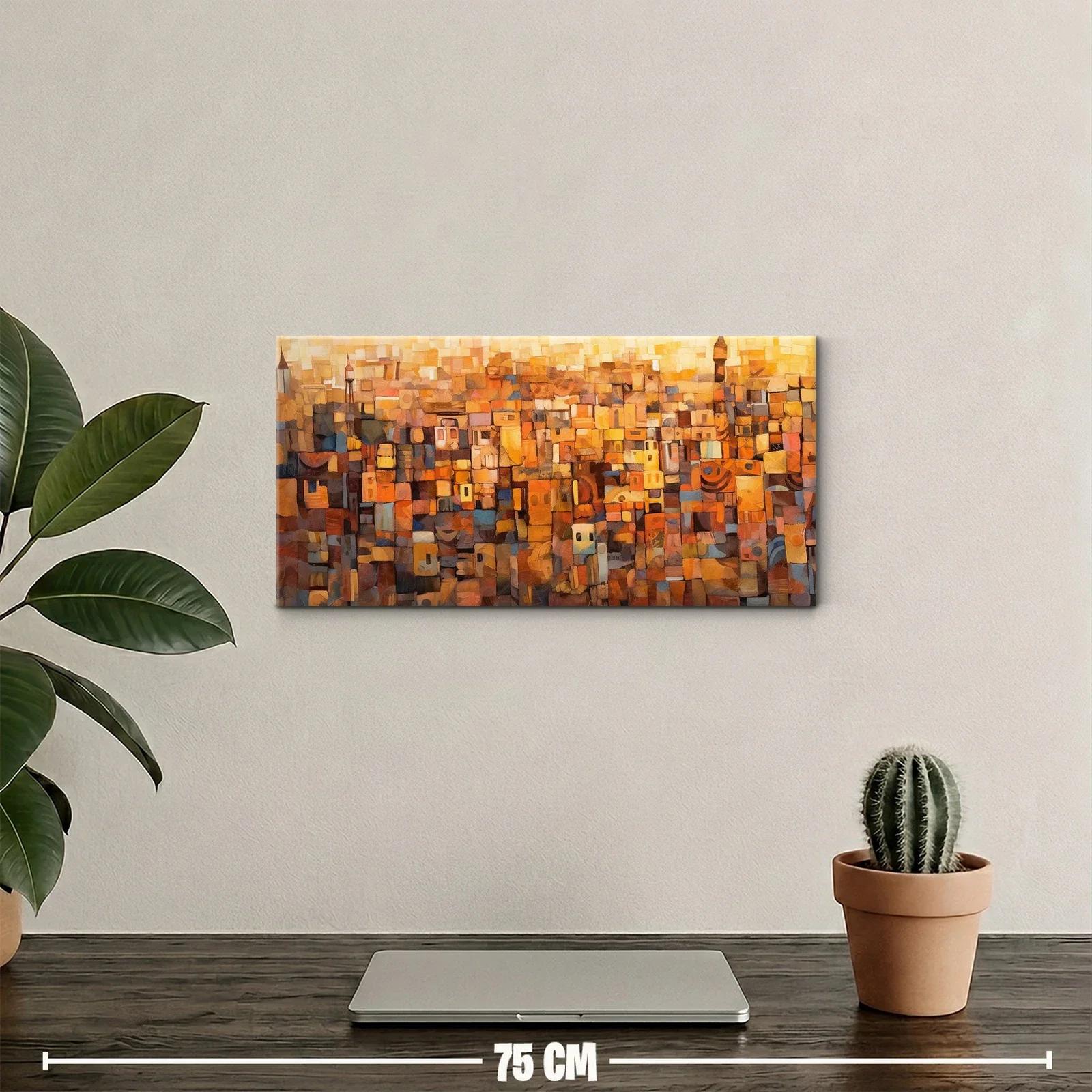 Cuadro skyline urbano abstracto con textura tipo mosaico — miniatura 2