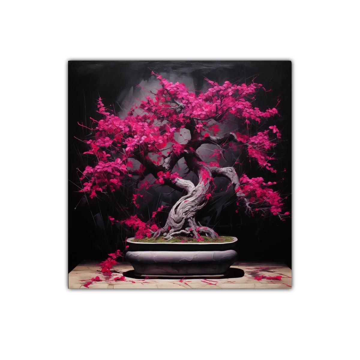 Bonsái con ramas vibrantes en tonos fucsias intensos — imagen principal