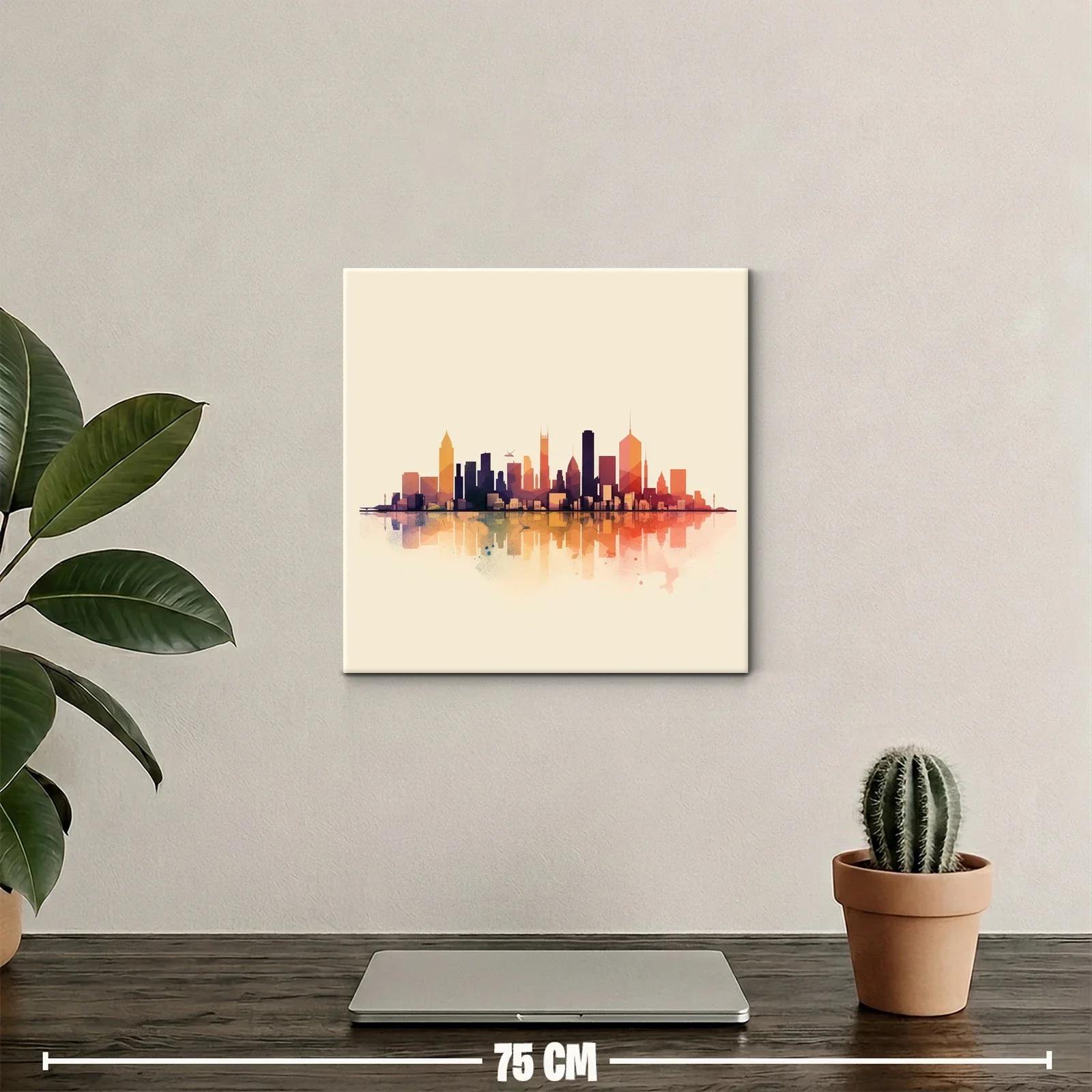 Panorámica urbana con reflejos en tonos cálidos y modernos — miniatura 2